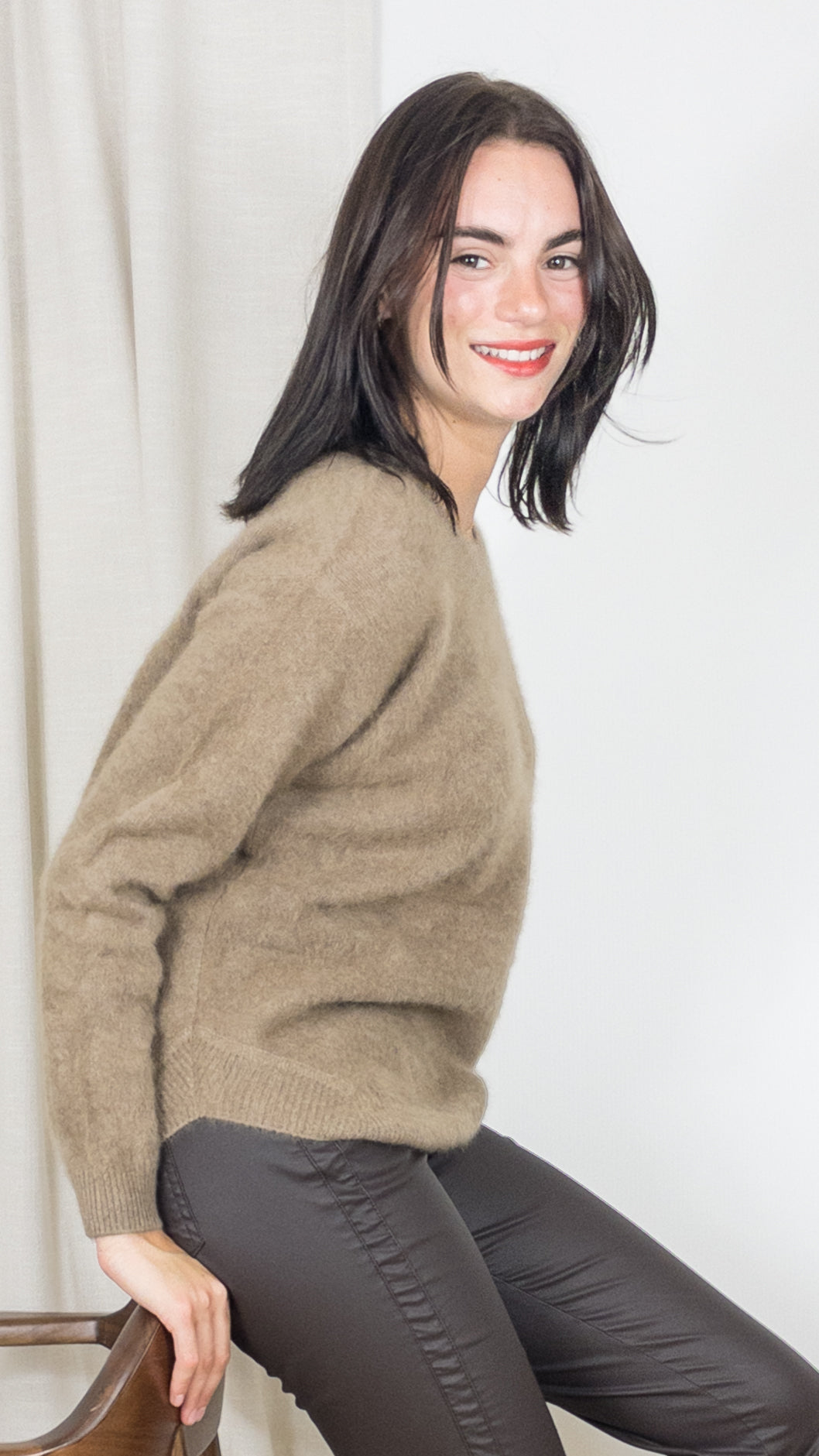 PULL COL ROND EN RACCOON ESTHEME WES23A12HR TAUPE BISON