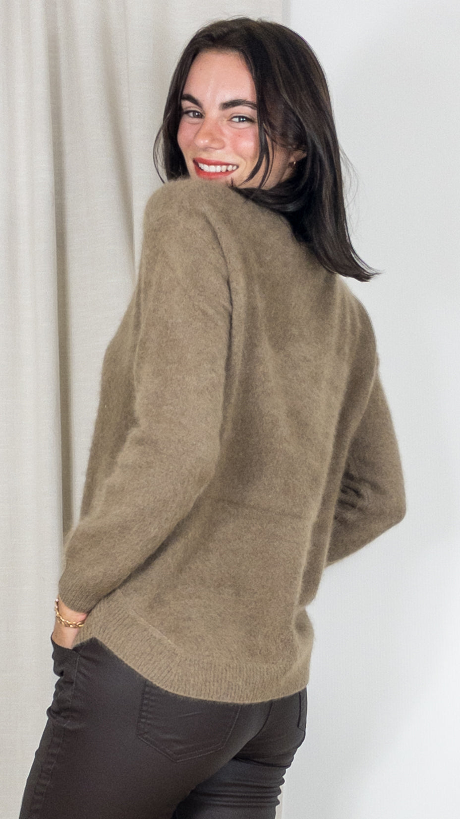 PULL COL ROND EN RACCOON ESTHEME WES23A12HR TAUPE BISON