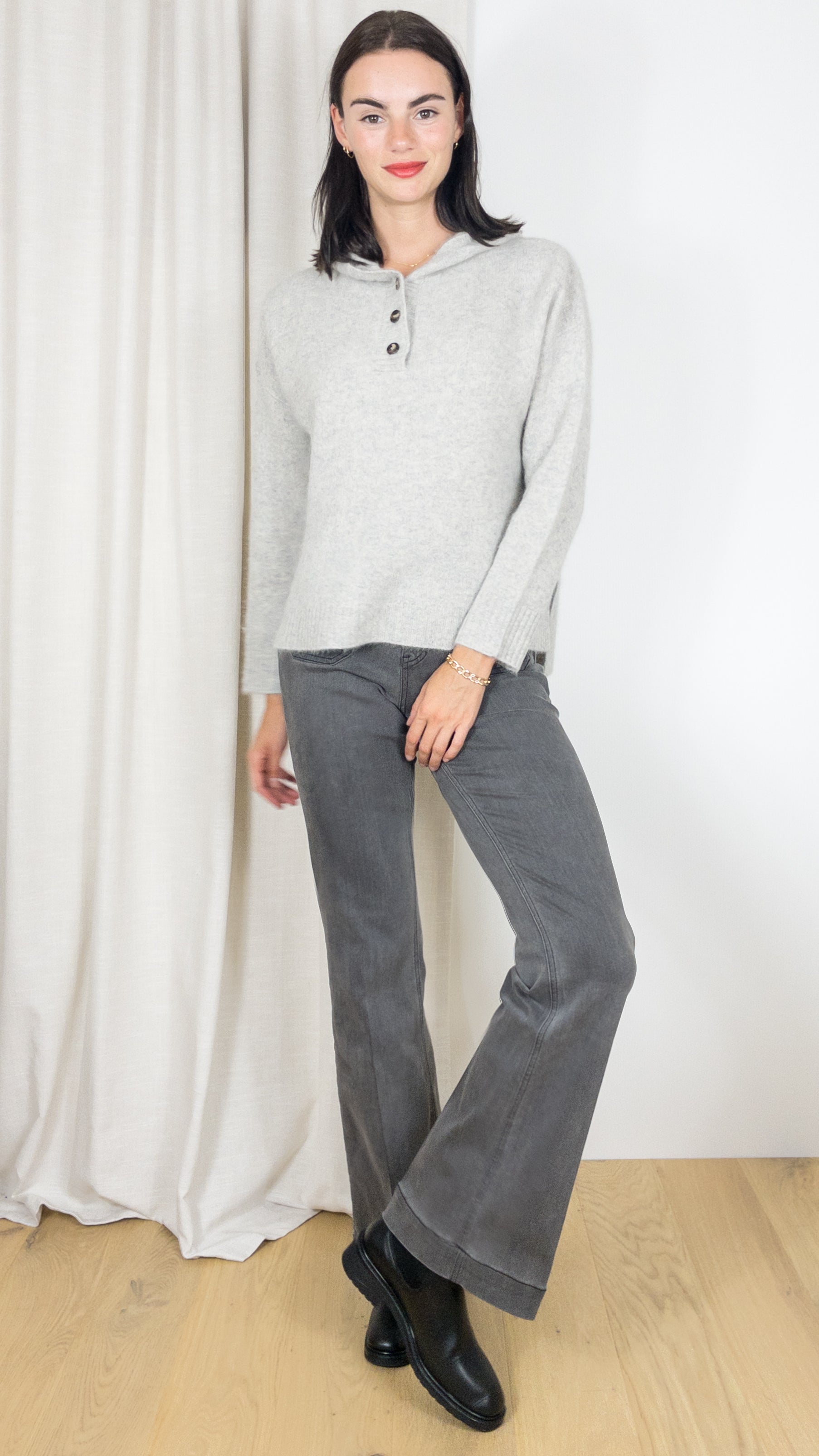 PULL PONCHO A CAPUCHE ESTHEME 23BBSW42R GRIS CLAIR