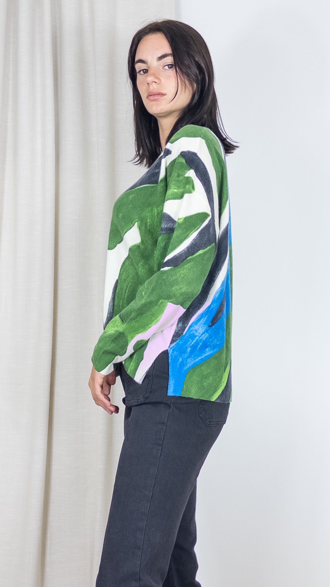 PULL IMPRIME VAGUES EN CACHEMIRE CKH970C ESTHEME