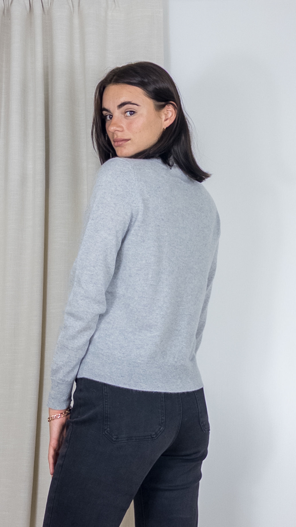 CARDIGAN COL POLO BOUTONS VELOURS COLORES ESTHEME WES2110H GRIS PALE