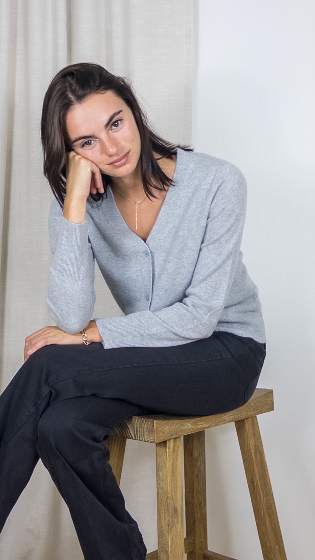 CARDIGAN EN CACHEMIRE WES23A06H ESTHEME GRIS CLAIR