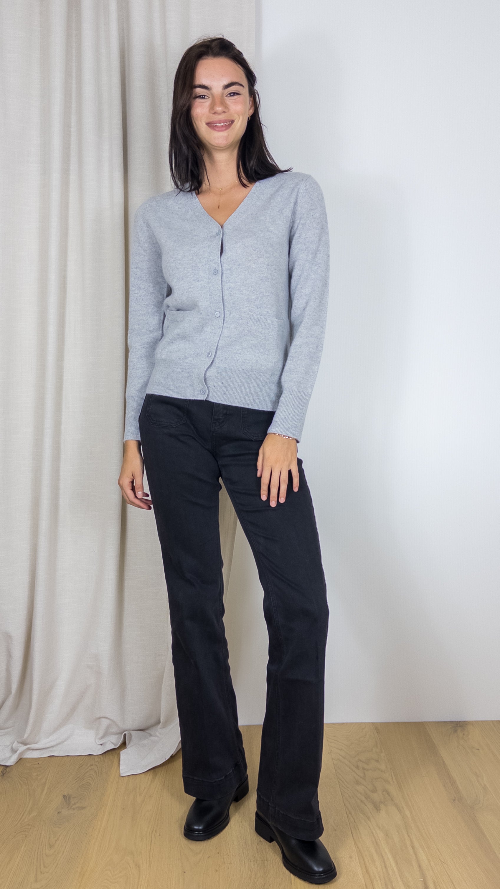 CARDIGAN EN CACHEMIRE WES23A06H ESTHEME GRIS CLAIR