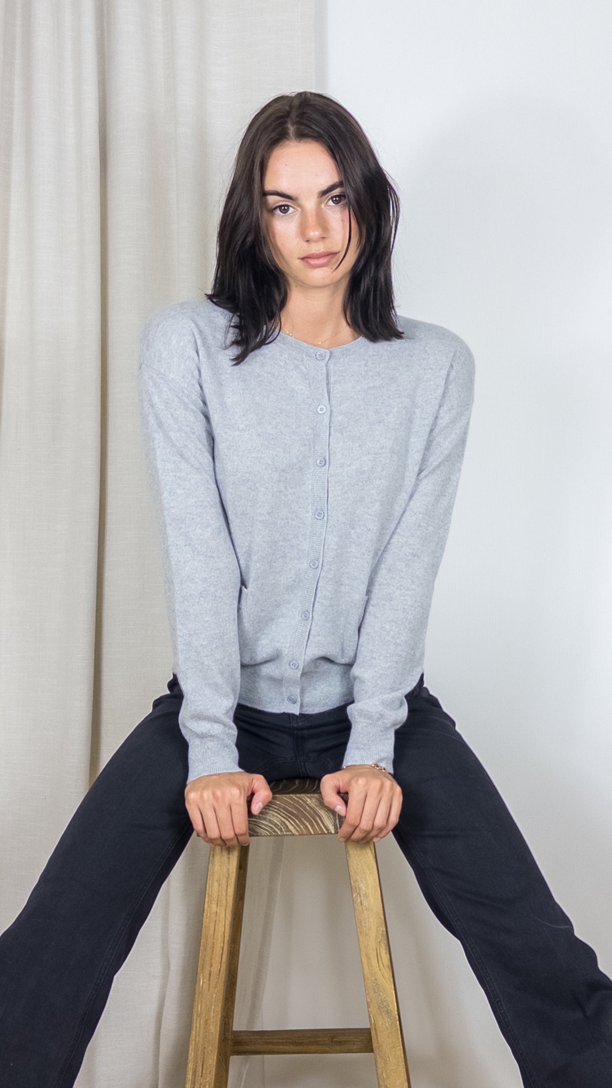 CARDIGAN EN CACHEMIRE WES23A25H ESTHEME GRIS CLAIR