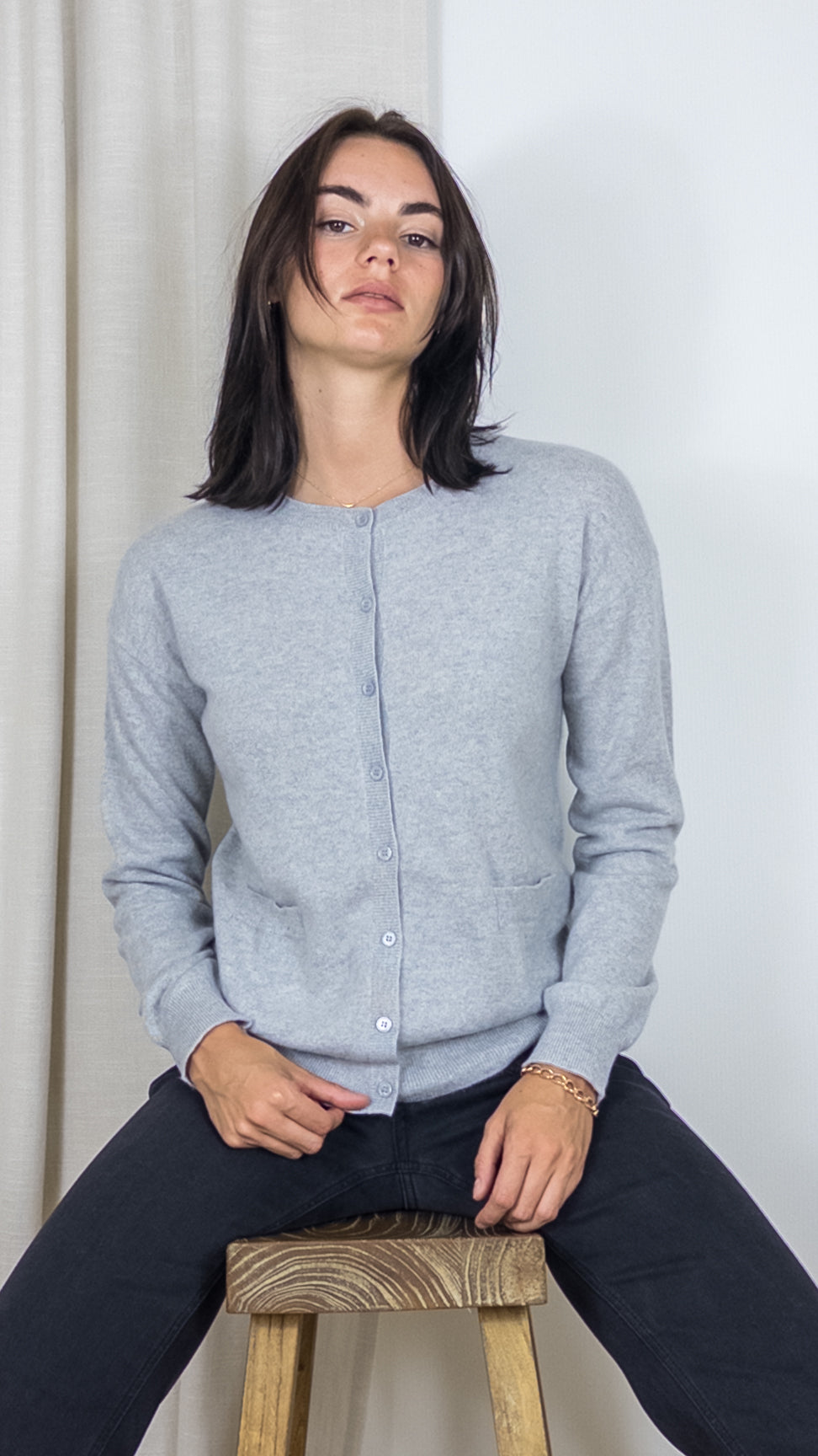 CARDIGAN EN CACHEMIRE WES23A25H ESTHEME GRIS CLAIR