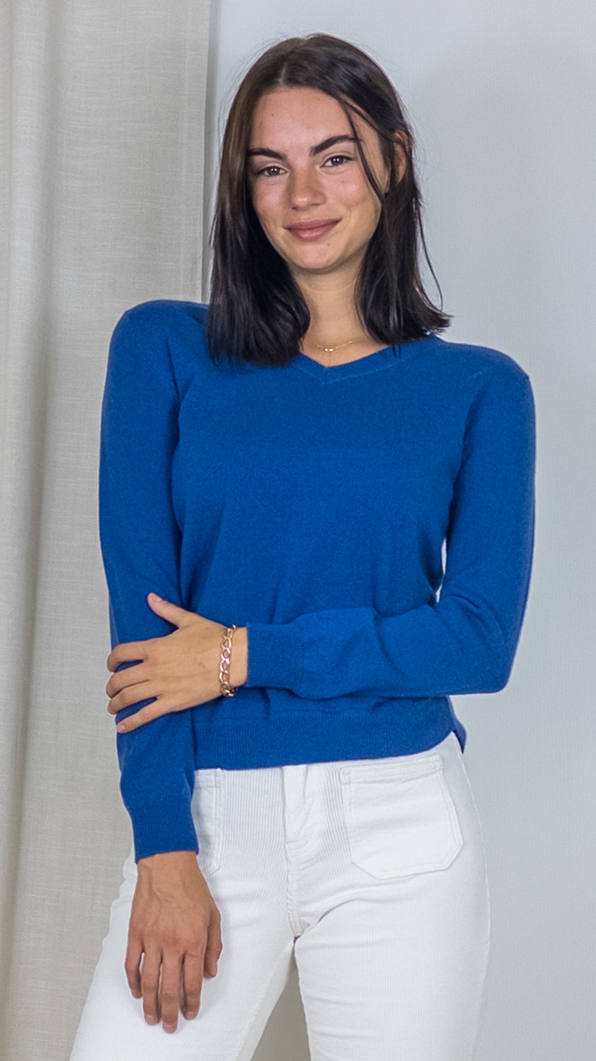 PULL COL V EN CACHEMIRE WES21A32H ESTHEME BLEU ELECTRIQUE