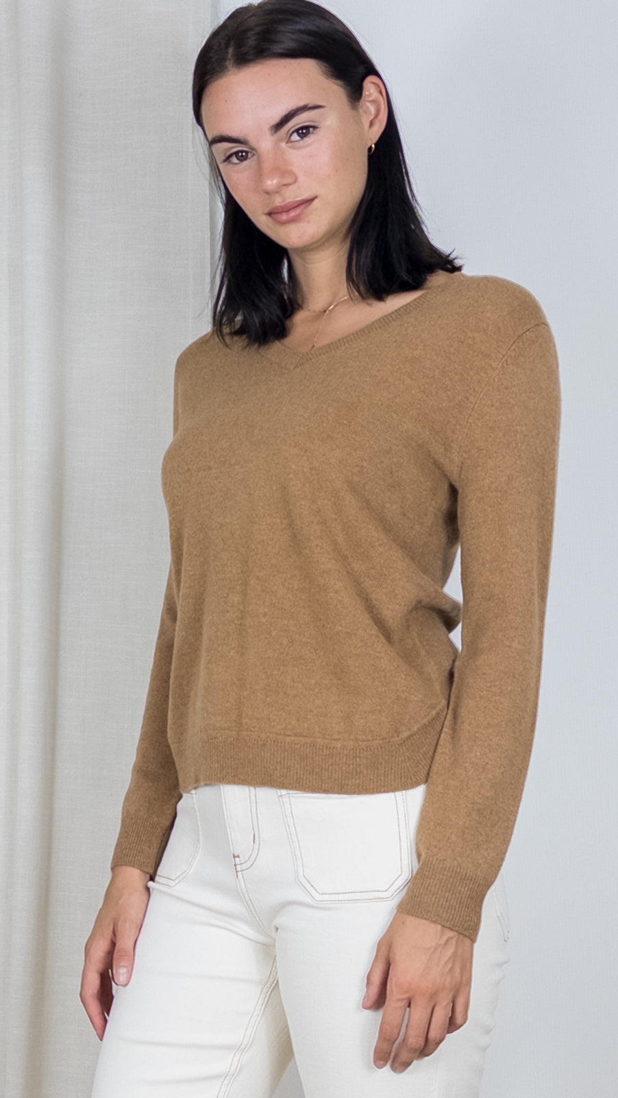 PULL COL V EN CACHEMIRE WES21A32H ESTHEME CAMEL