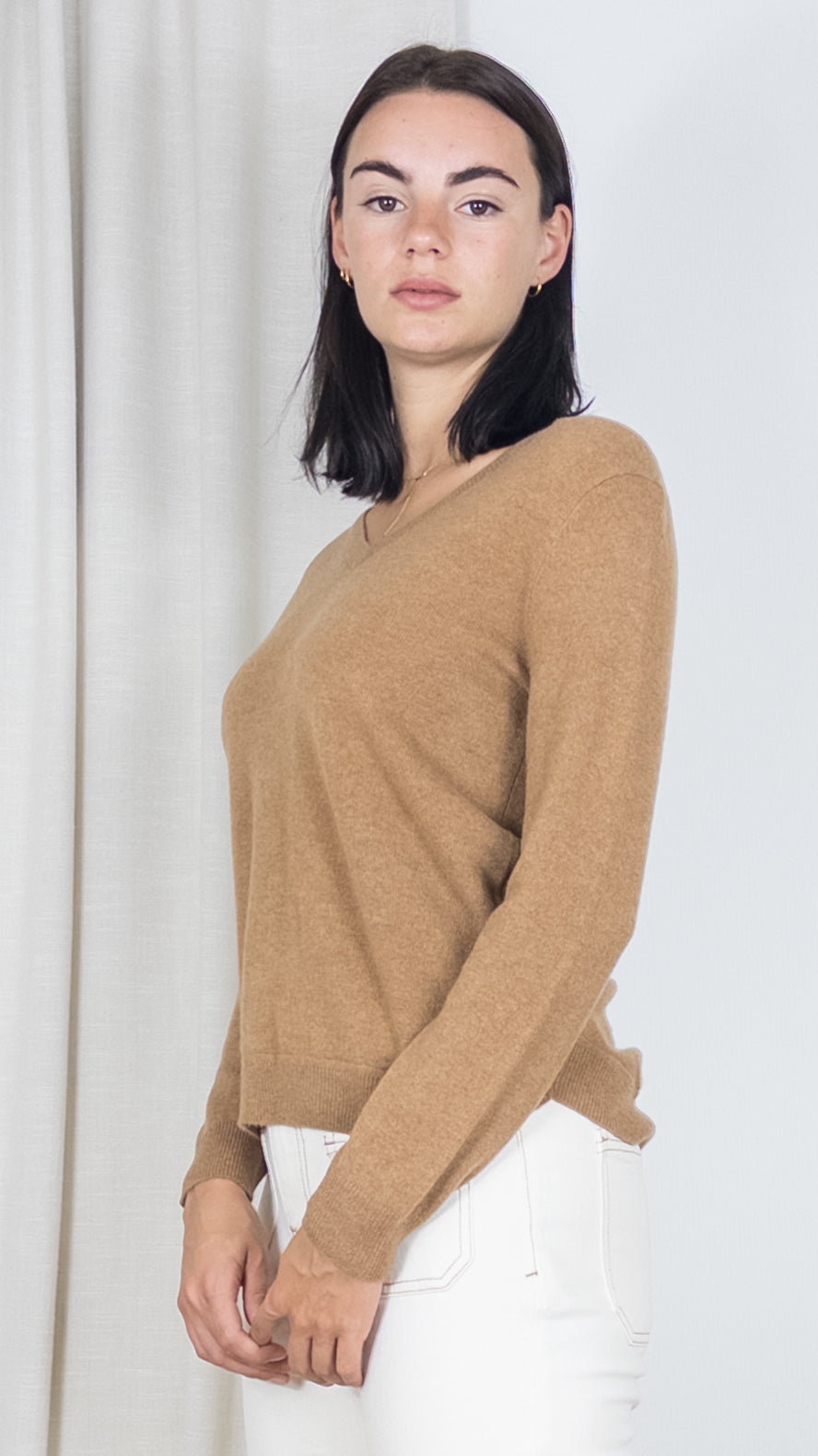 PULL COL V EN CACHEMIRE WES21A32H ESTHEME CAMEL