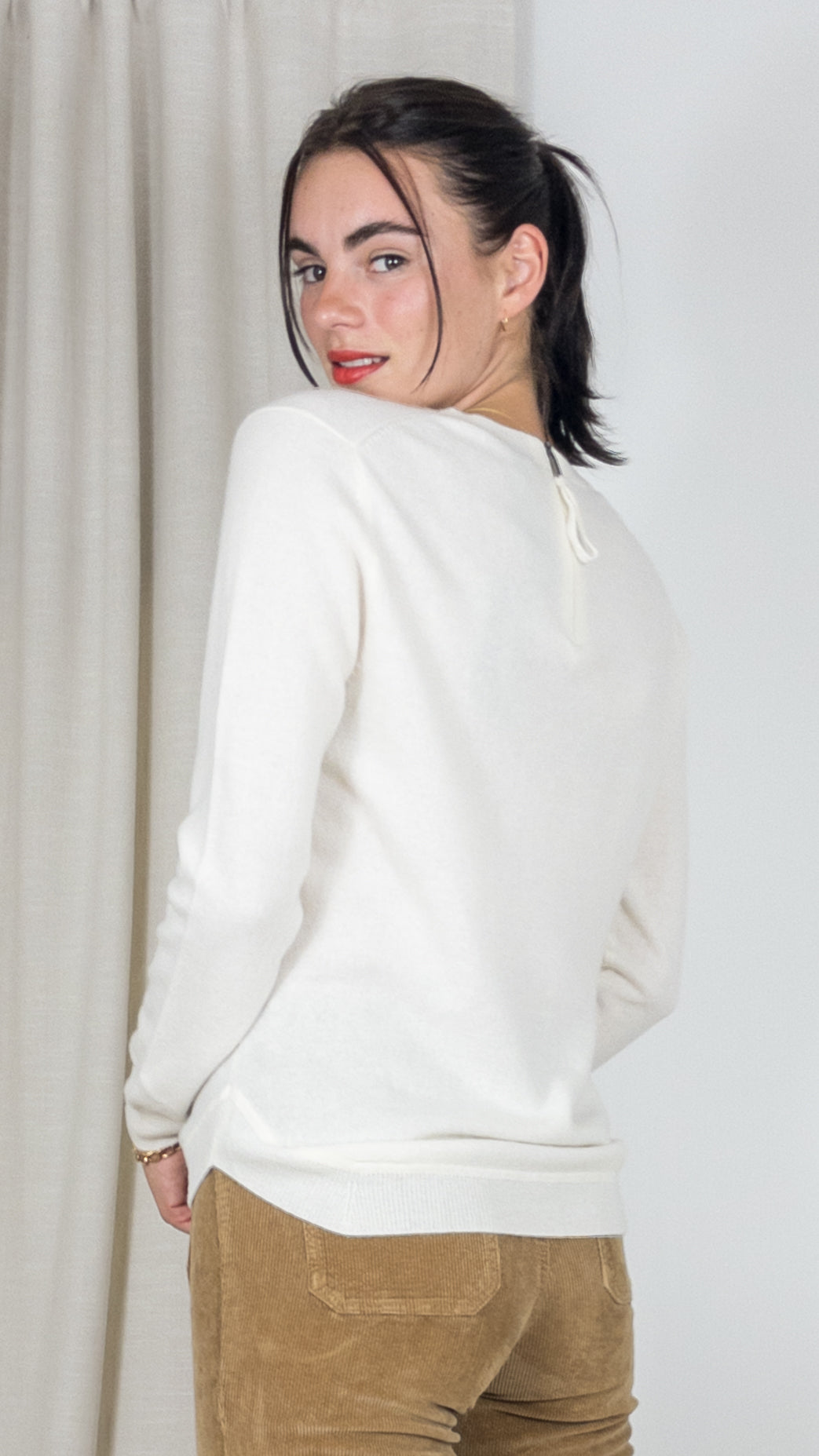 PULL COL V EN CACHEMIRE WES21A32H ESTHEME ECRU