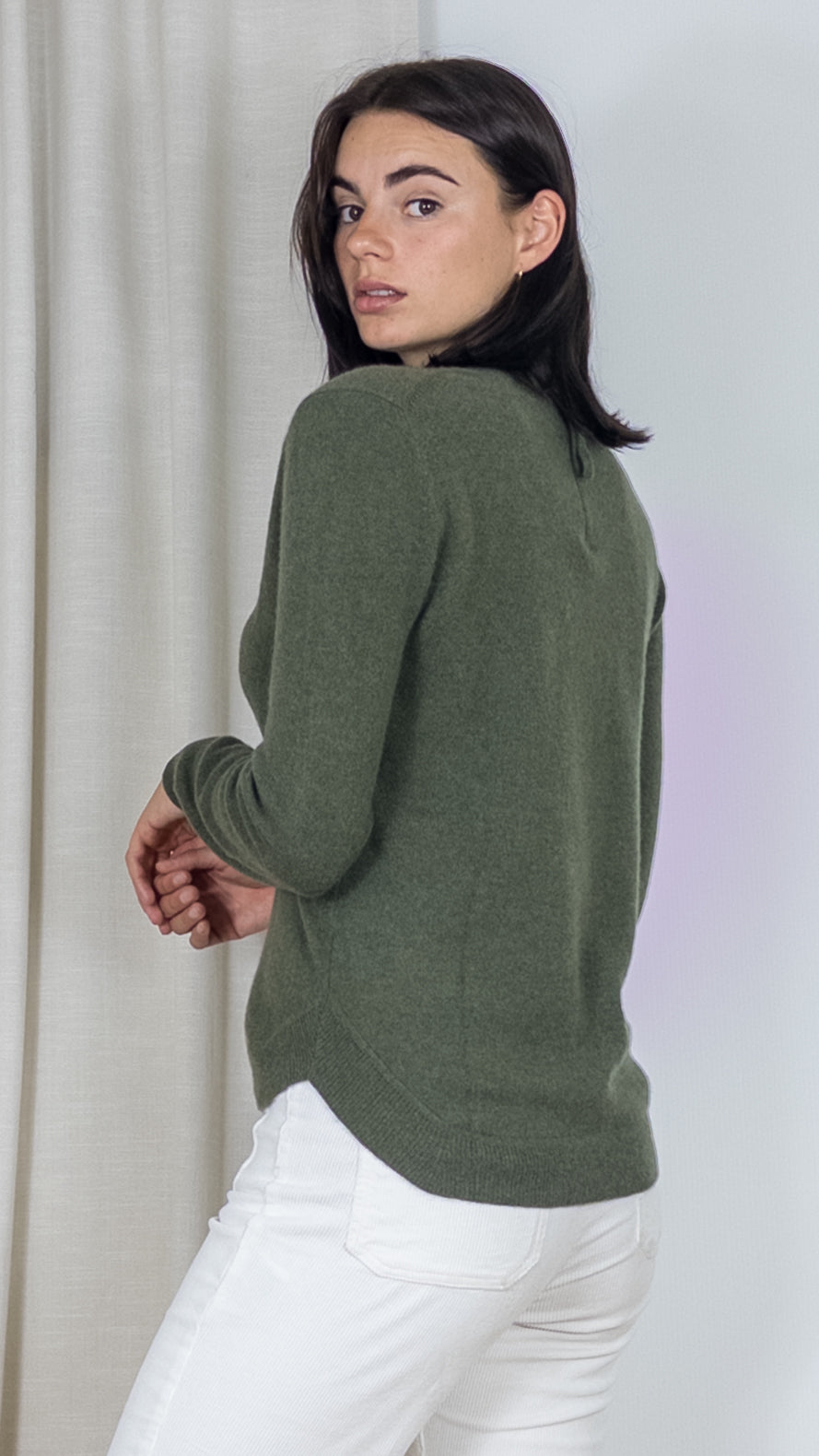 PULL COL V EN CACHEMIRE WES21A32H ESTHEME KAKI
