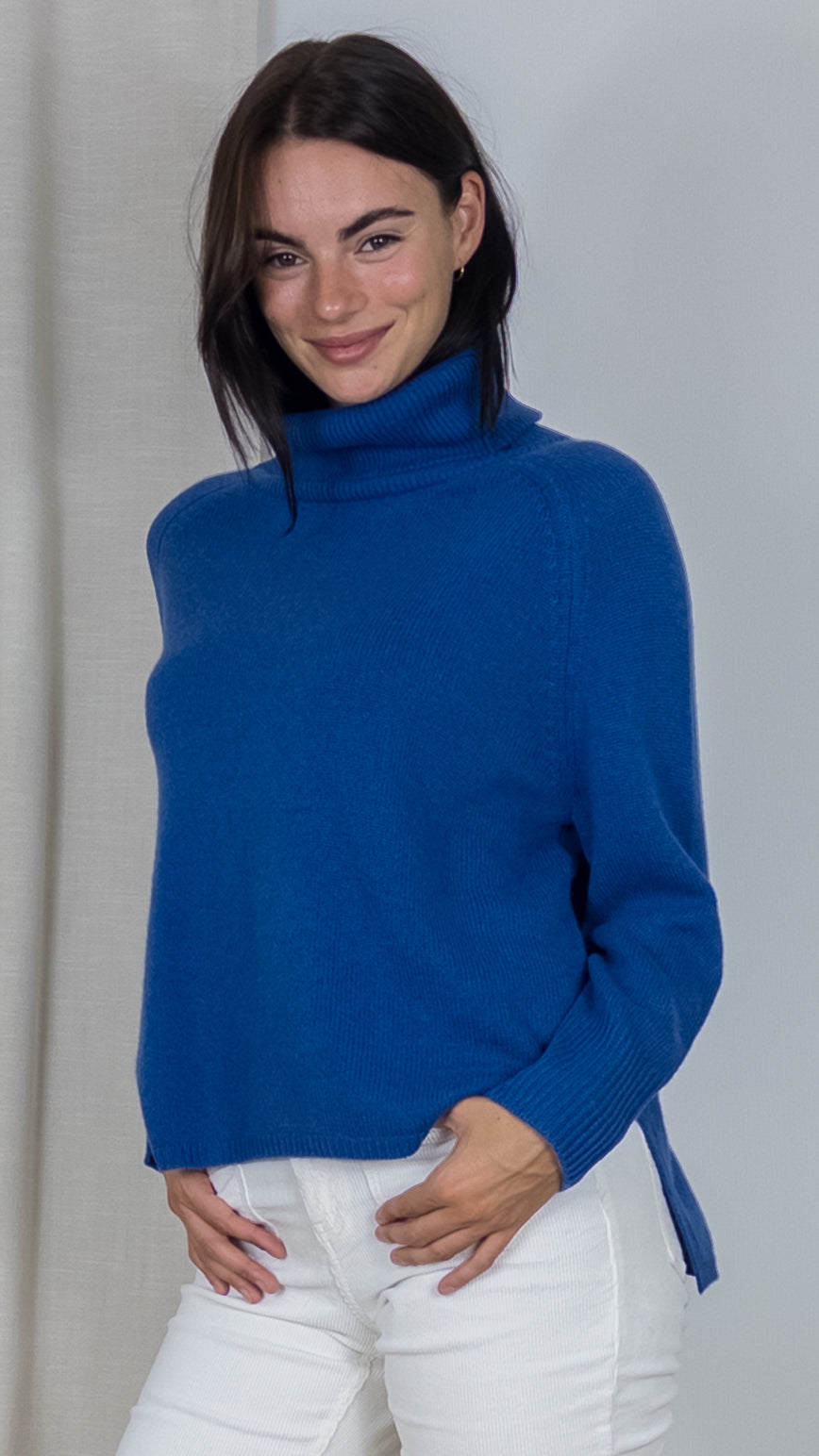 PULL COL ROULE EN CACHEMIRE 23BBSW26 ESTHEME BLEU ELECTRIQUE