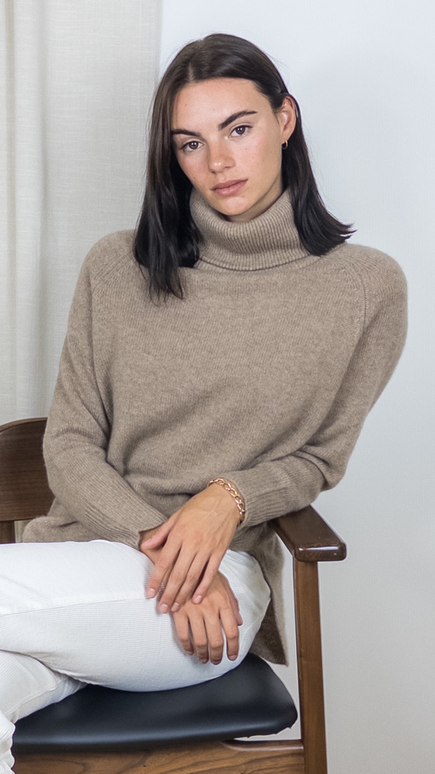 PULL COL ROULE EN CACHEMIRE 23BBSW26 ESTHEME NOISETTE