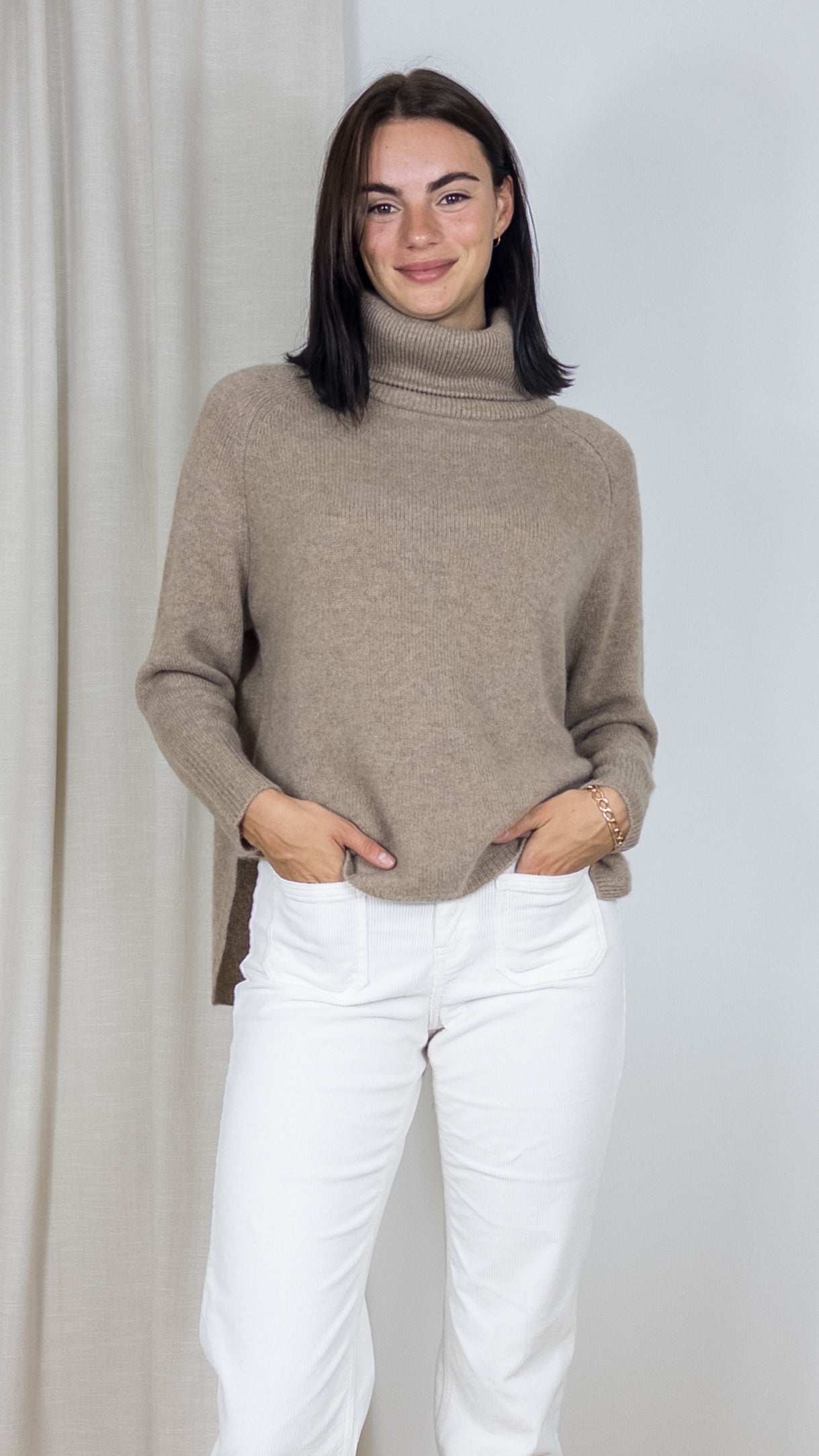 PULL COL ROULE EN CACHEMIRE 23BBSW26 ESTHEME NOISETTE