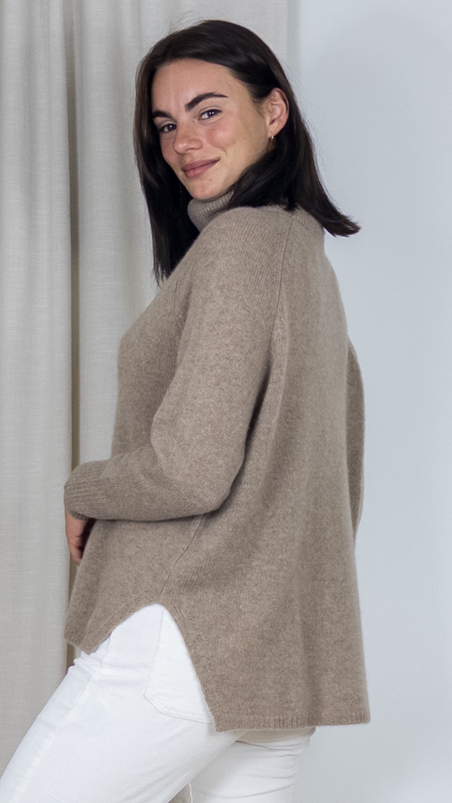 PULL COL ROULE EN CACHEMIRE 23BBSW26 ESTHEME NOISETTE