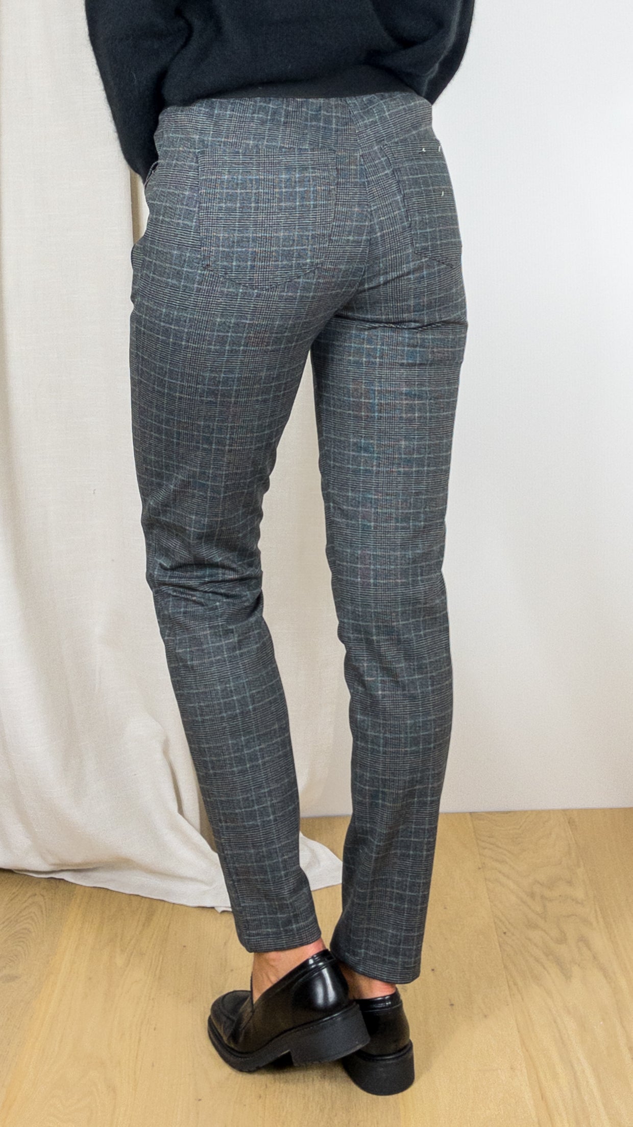 PANTALON A CARREAUX TAILLE ELASTIQUE TONI 2855-6 6436 ANTHRA