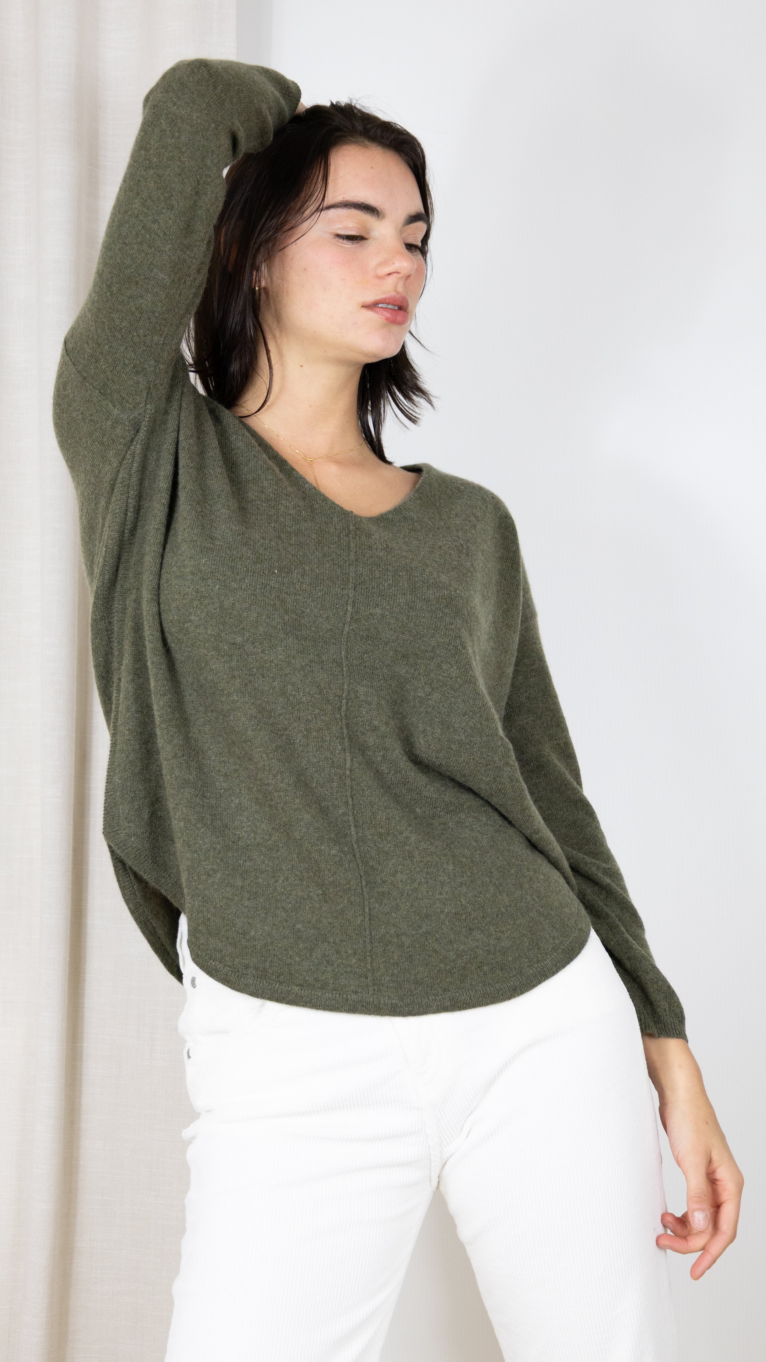 PULL OVERSIZE CACHEMIRE JARDIN PRIVE PU1205 VERT FONCE