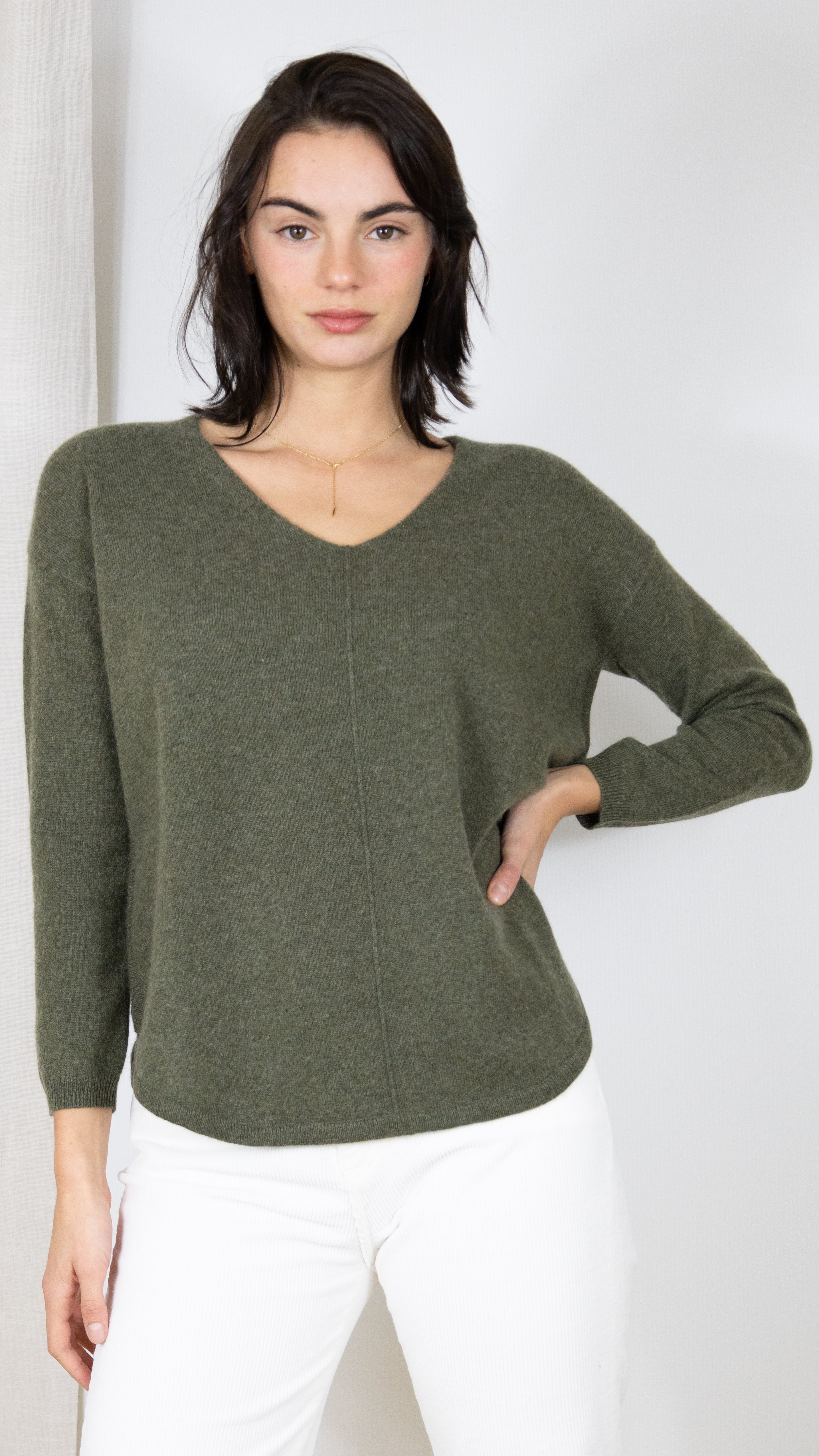 PULL OVERSIZE CACHEMIRE JARDIN PRIVE PU1205 VERT FONCE