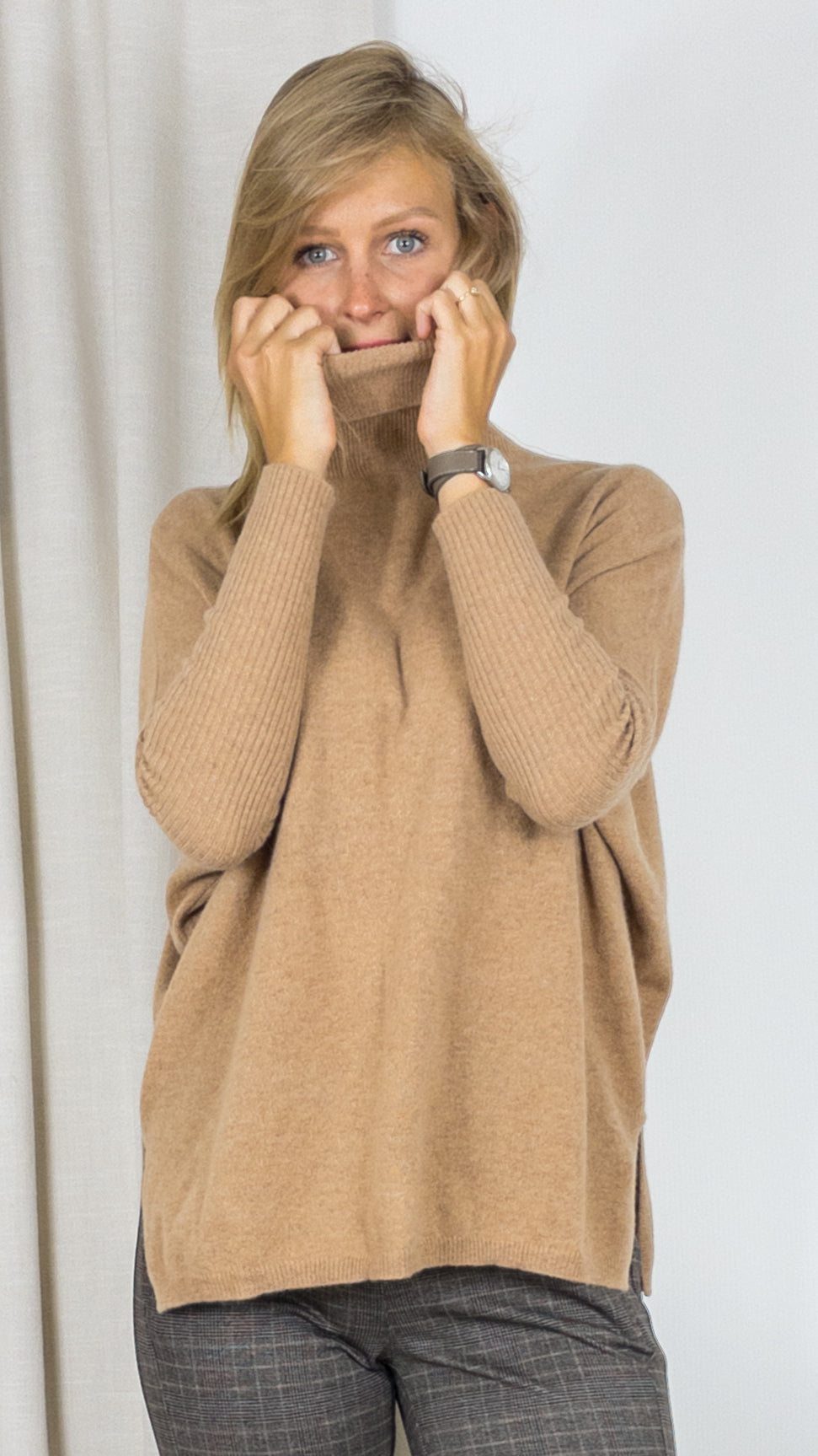 PULL COL ROULE EN CACHEMIRE NOT SHY MARGARETH CAMEL
