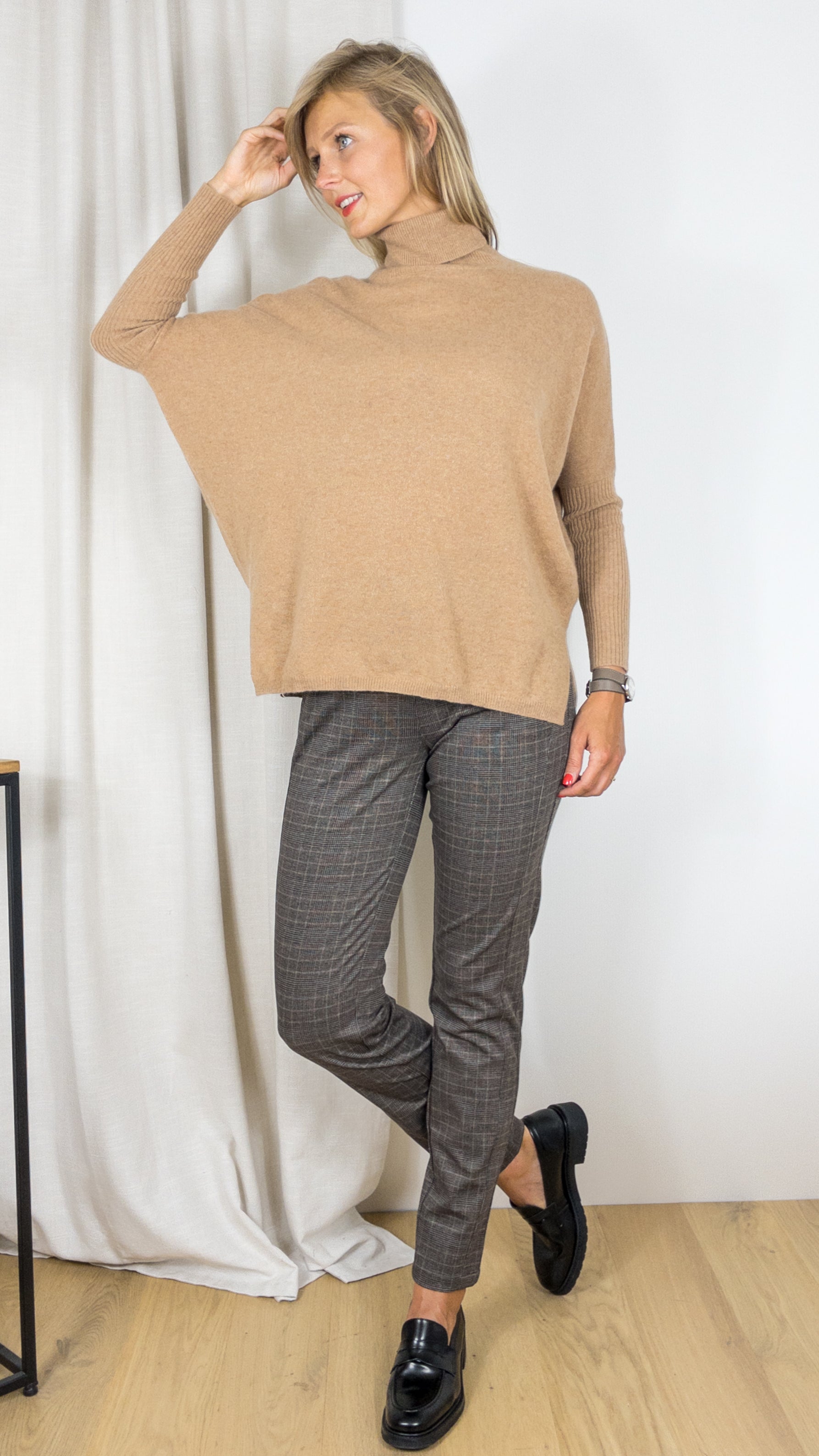 PULL COL ROULE EN CACHEMIRE NOT SHY MARGARETH CAMEL