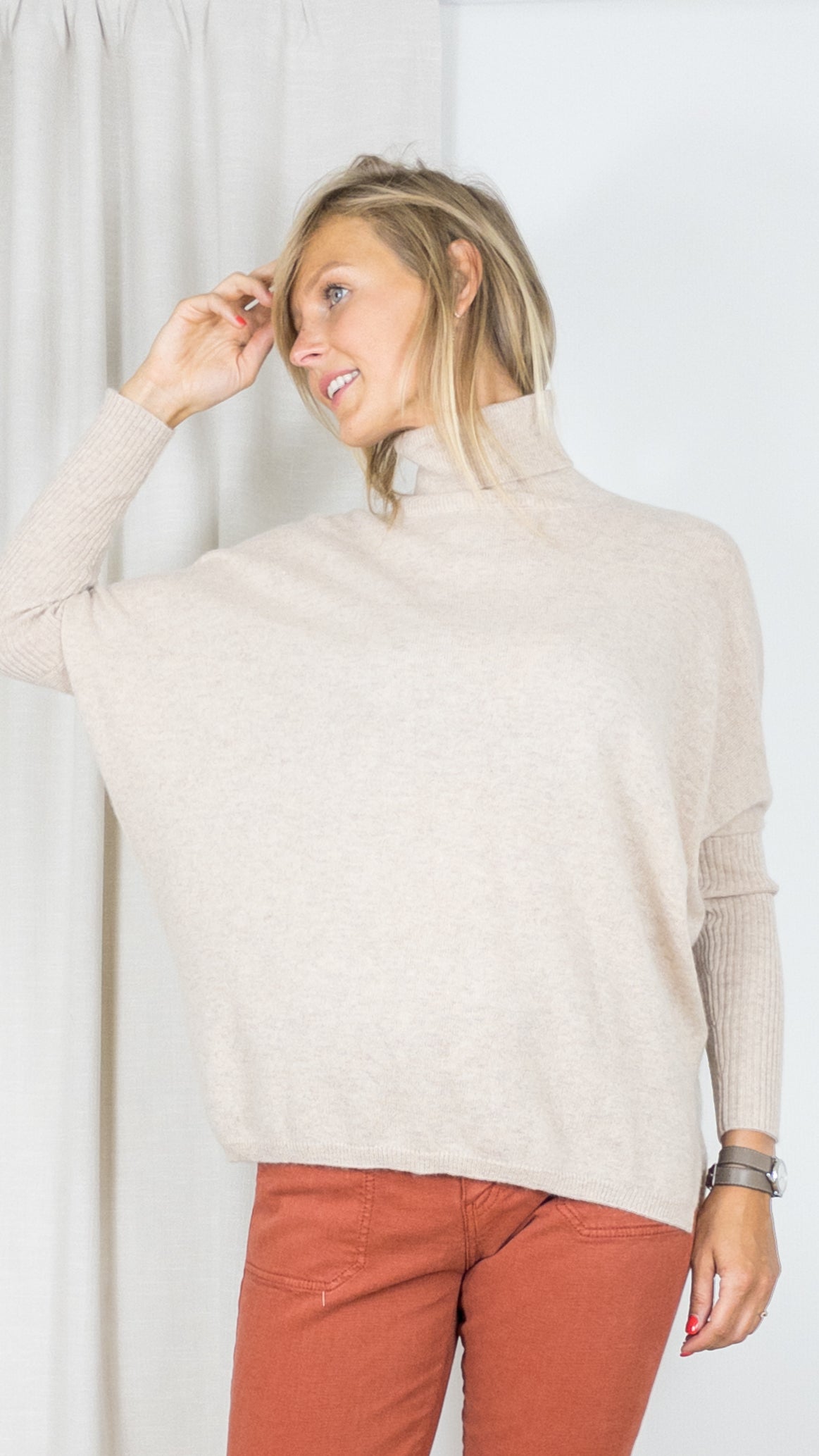 PULL COL ROULE EN CACHEMIRE NOT SHY MARGARETH BEIGE