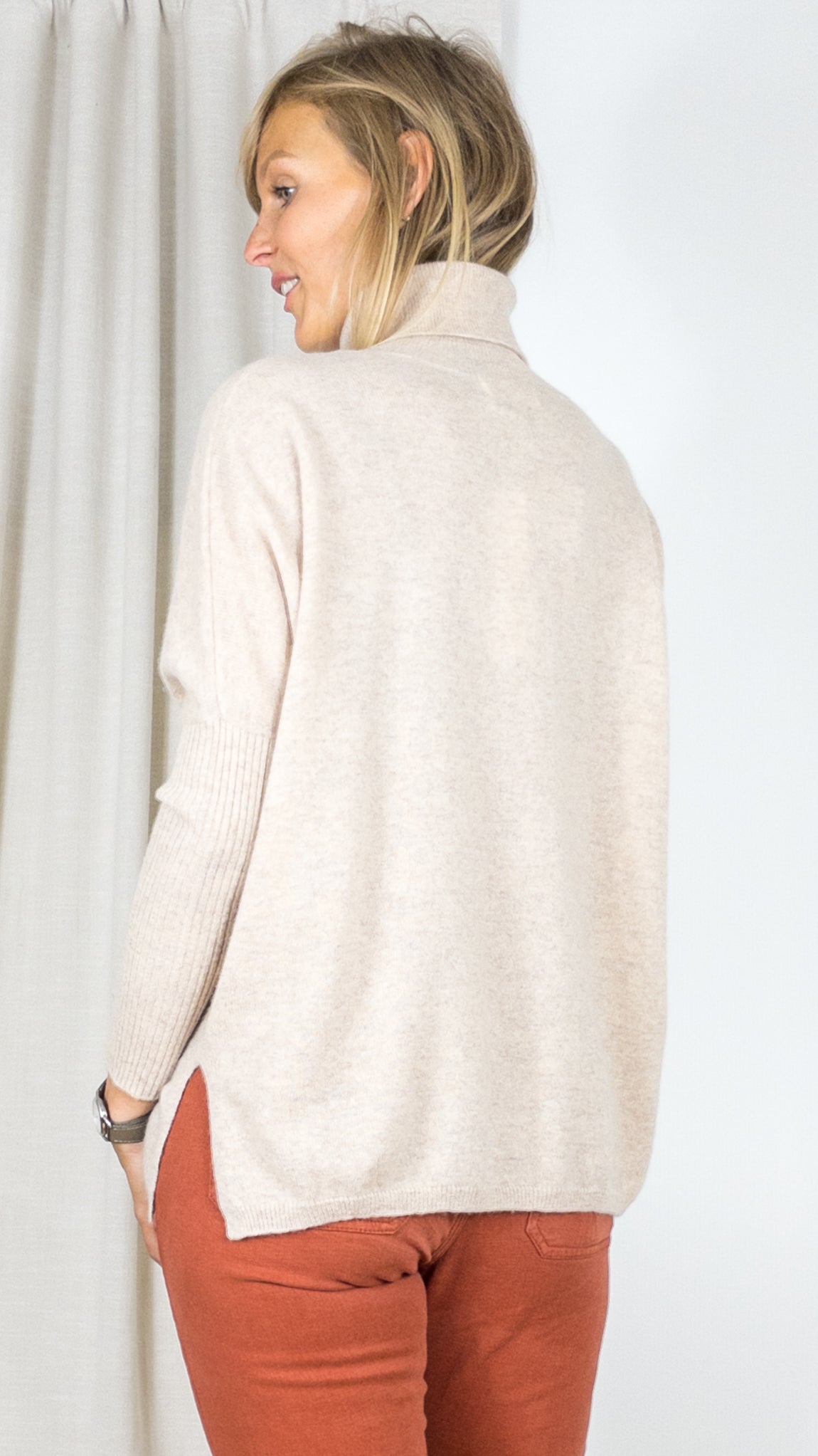PULL COL ROULE EN CACHEMIRE NOT SHY MARGARETH BEIGE