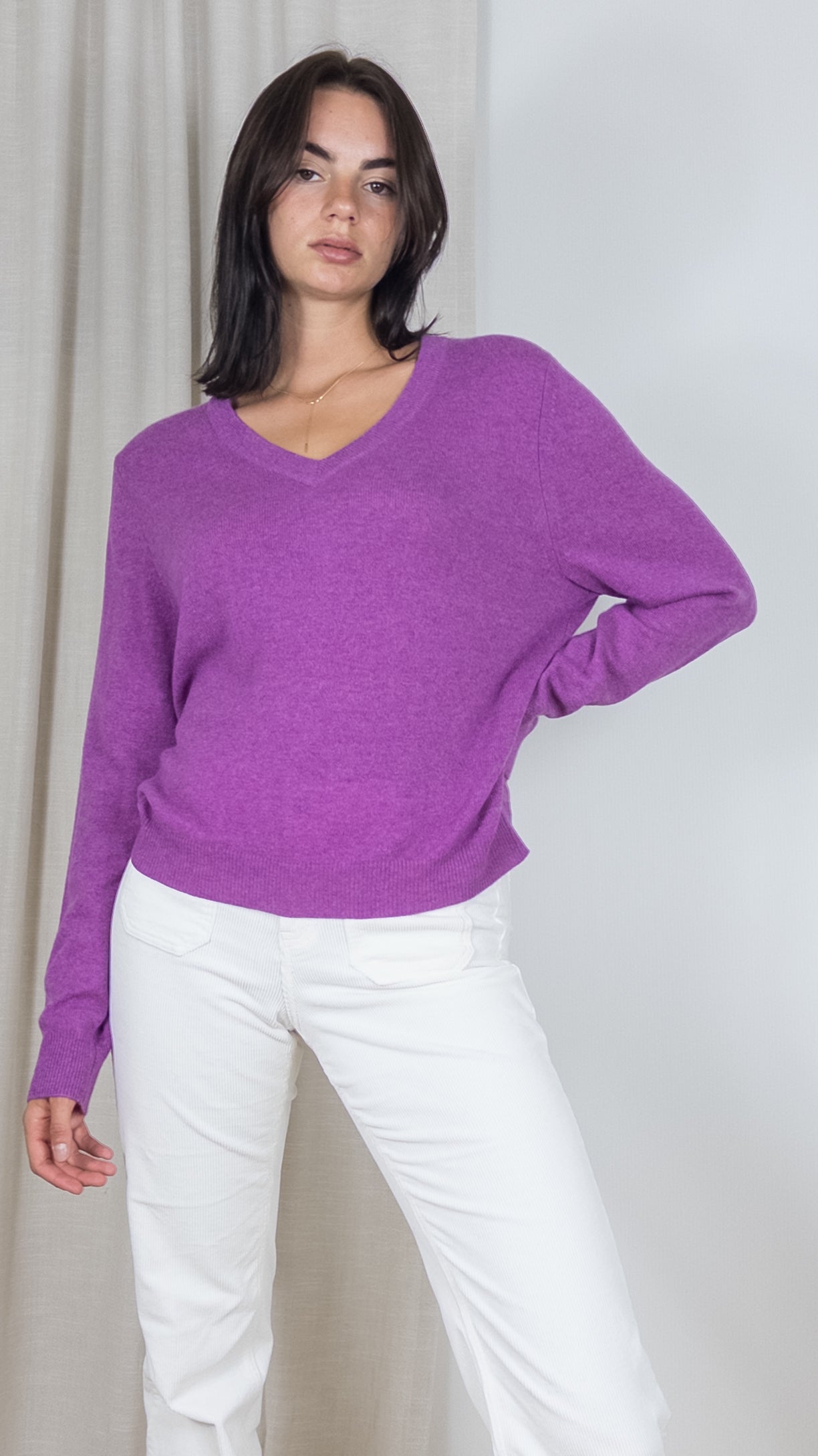 PULL COL V EN CACHEMIRE NOT SHY CELIA ORCHIDEEPULL COL V EN CACHEMIRE NOT SHY CELIA ORCHIDEE