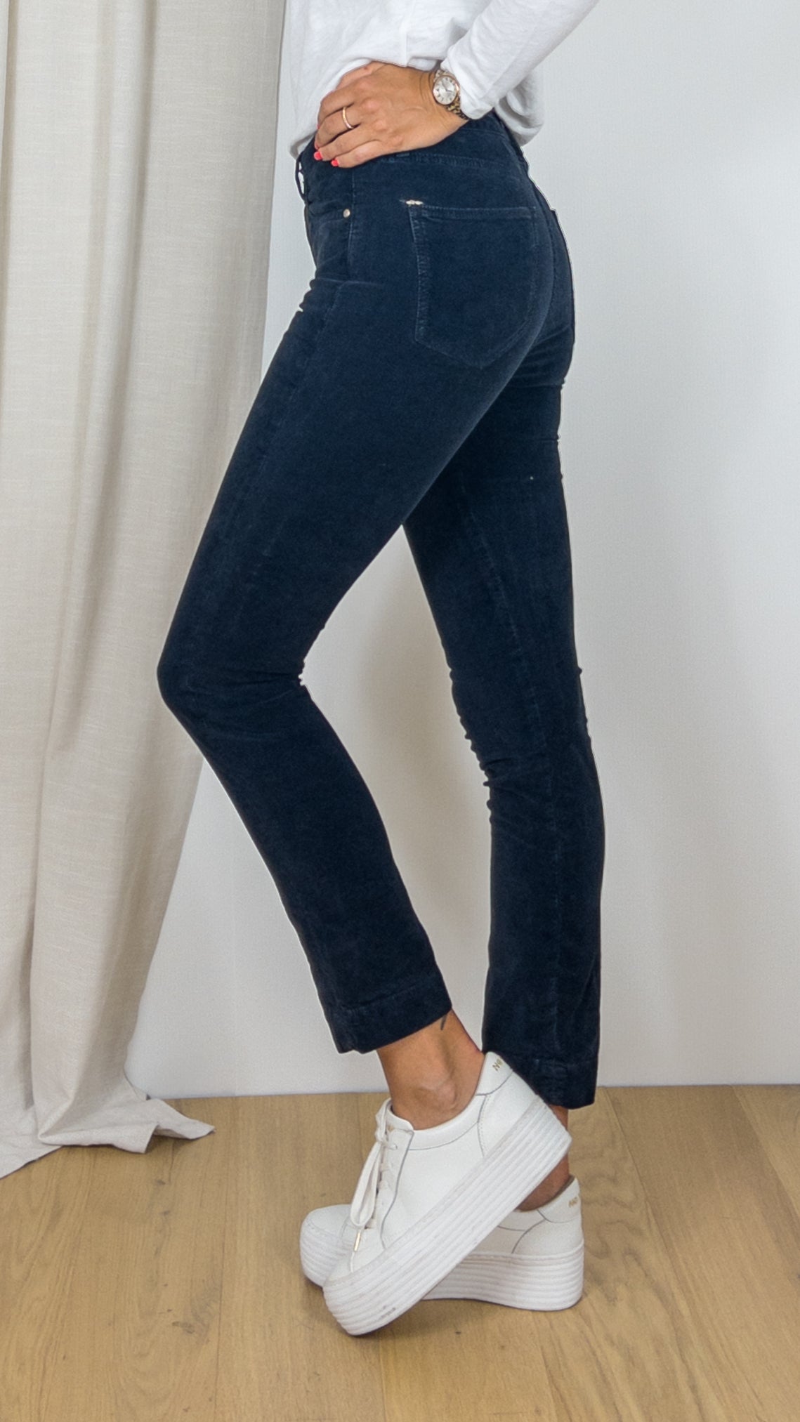 PANTALON DENIM STUDIO MARIN VELOURS PALATINE NAVY MARINE