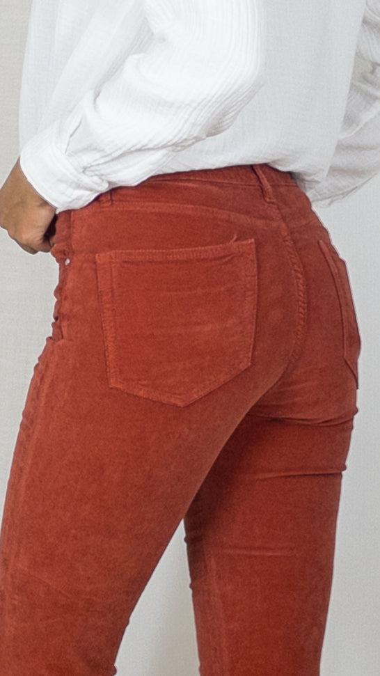 PANTALON EN VELOURS LISSE PALATINE ISLOW MARIN ESPELETTE ROUILLE