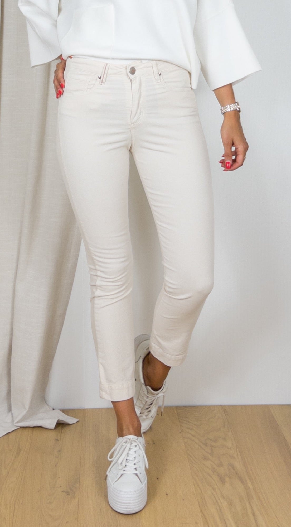 PANTALON DENIM STUDIO MARIN VELOURS PALATINE NACRE CREME