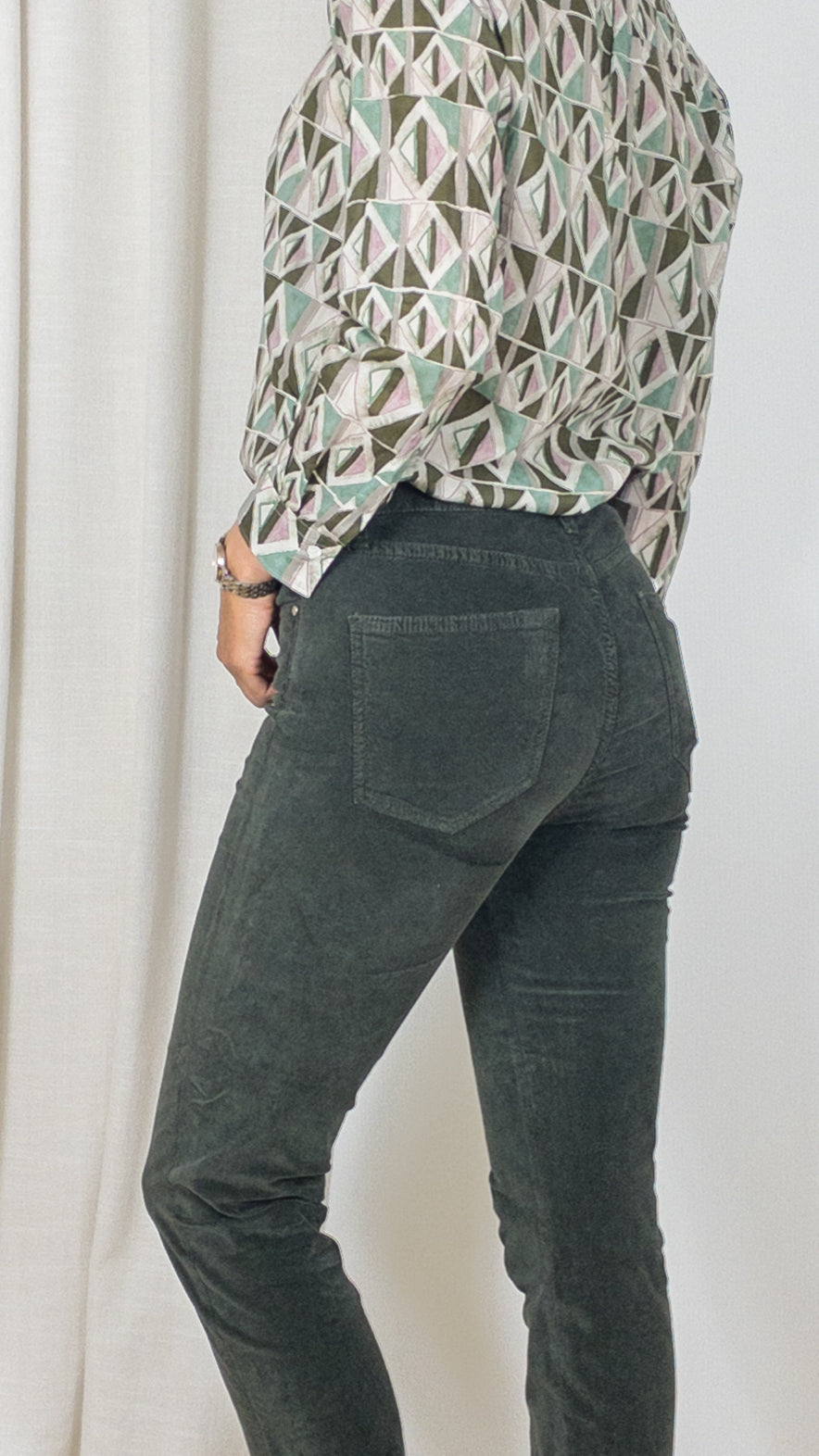 PANTALON DENIM STUDIO MARIN VELOURS PALATINE ARMY KAKI