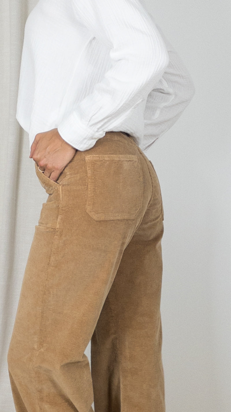 PANTALON LARGE EN VELOURS COTELE ANDREA ORIGINAL CORD ISLOW KRAFT CAMEL
