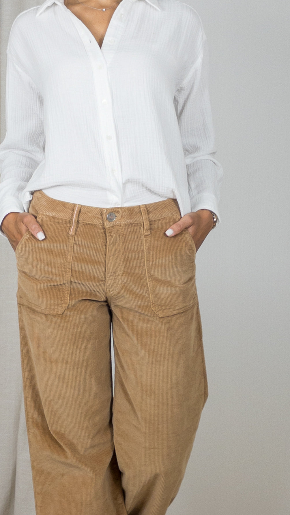 PANTALON LARGE EN VELOURS COTELE ANDREA ORIGINAL CORD ISLOW KRAFT CAMEL