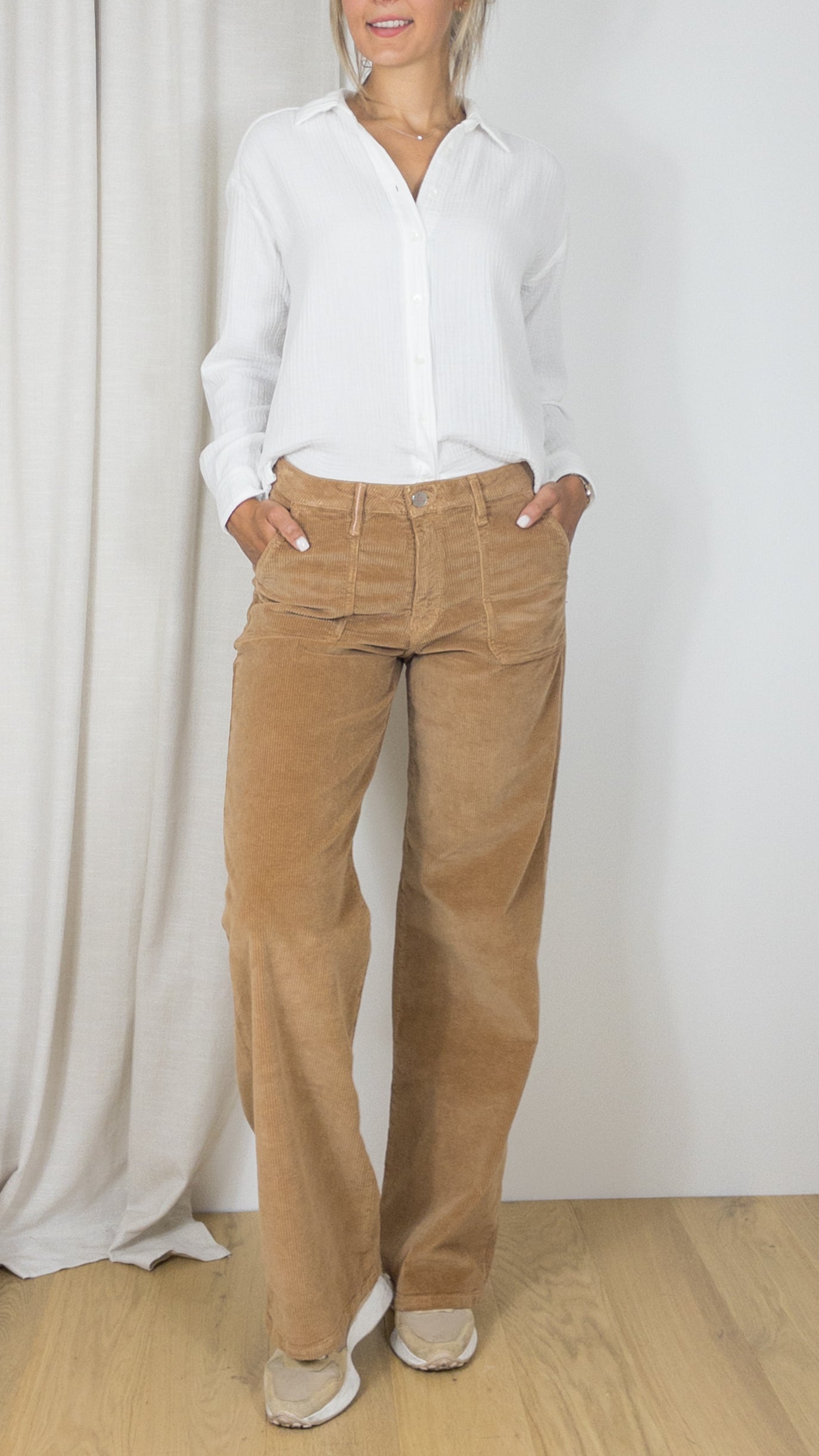 PANTALON LARGE EN VELOURS COTELE ANDREA ORIGINAL CORD ISLOW KRAFT CAMEL