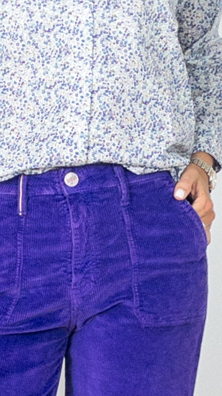 PANTALON LARGE EN VELOURS COTELE ANDREA ORIGINAL CORD ISLOW ZINZOLIN VIOLET