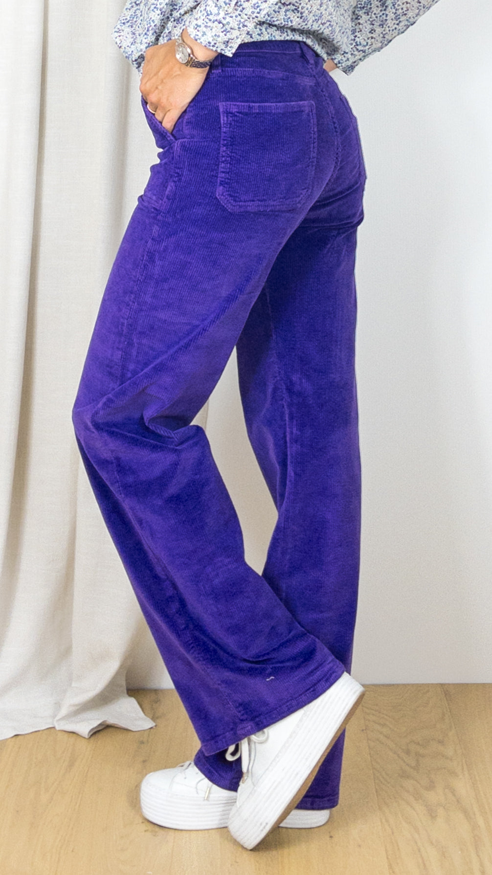 PANTALON LARGE EN VELOURS COTELE ANDREA ORIGINAL CORD ISLOW ZINZOLIN VIOLET