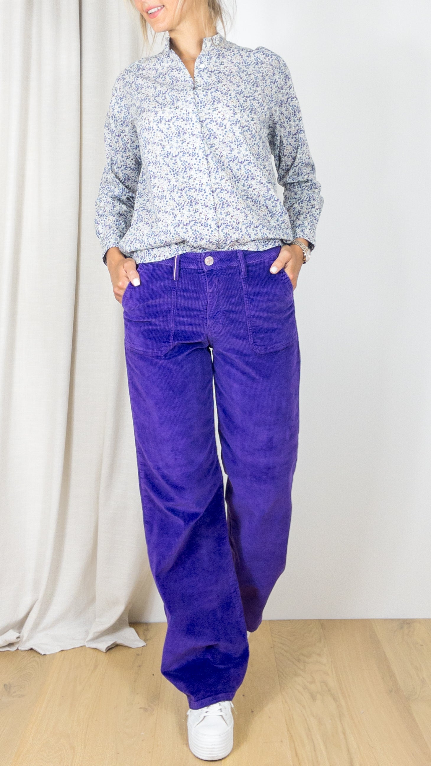 PANTALON LARGE EN VELOURS COTELE ANDREA ORIGINAL CORD ISLOW ZINZOLIN VIOLET