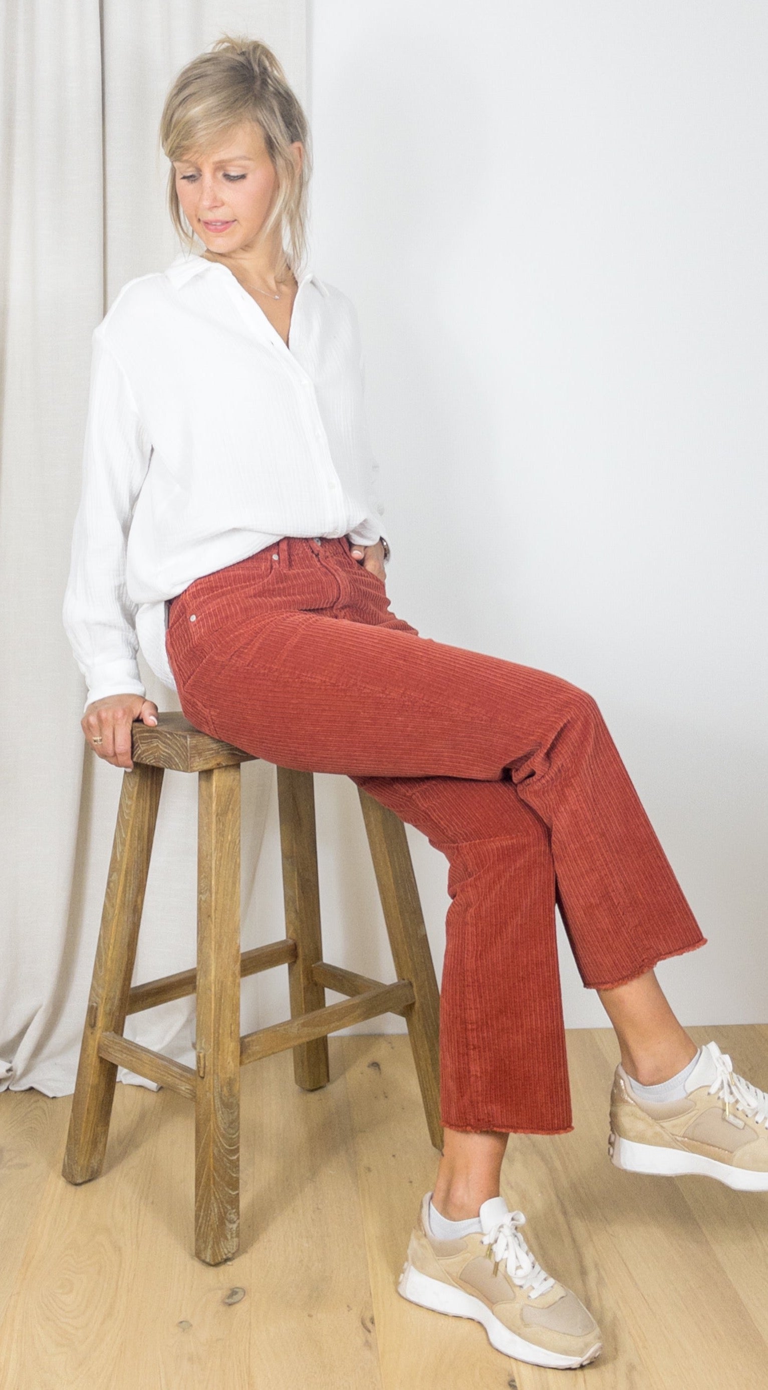 PANTALON EVASE EN VELOURS SALOME BIG CORD DENIM STUDIO PAPRIKA