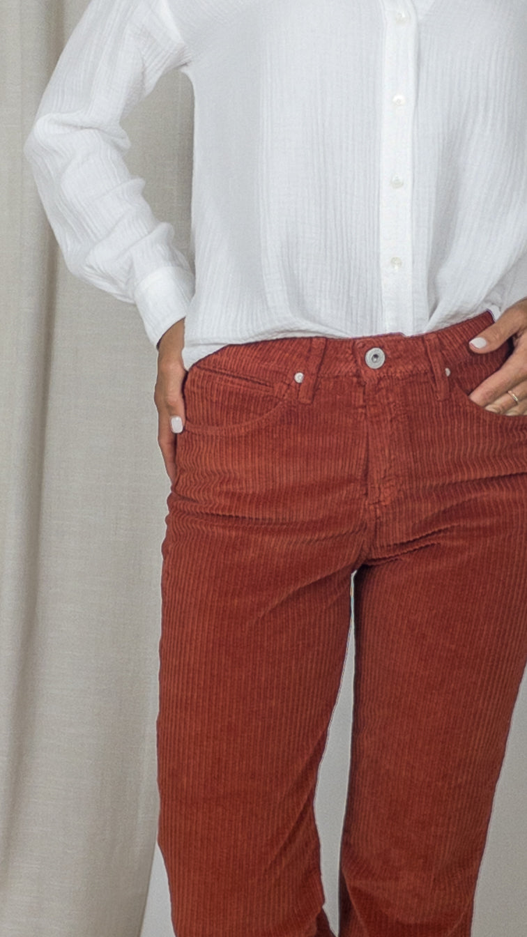 PANTALON EVASE EN VELOURS SALOME BIG CORD DENIM STUDIO PAPRIKA