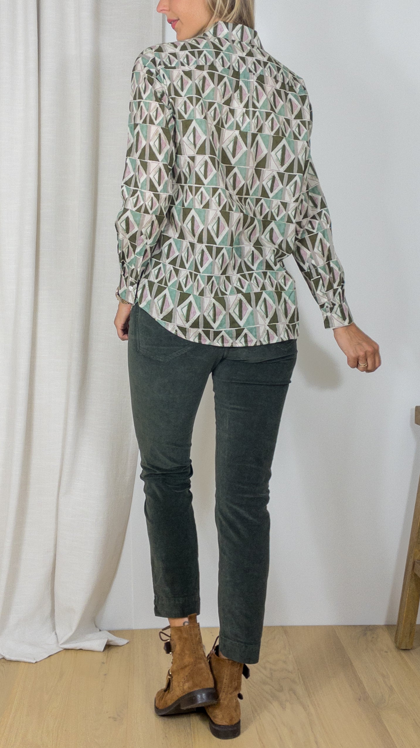 CHEMISE EN COTON IMPRIME GEOMETRIQUE CHARLOT BACC620 HARTFORD GREEN