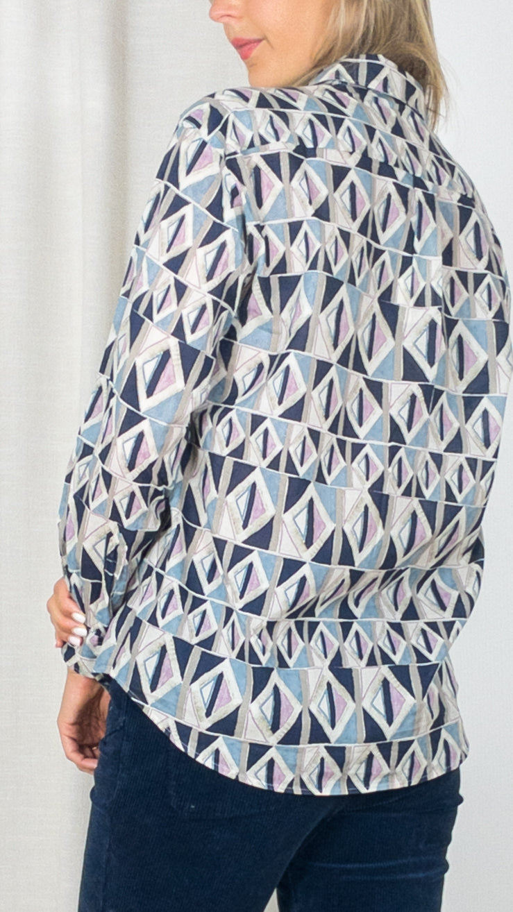 CHEMISE EN COTON IMPRIME GEOMETRIQUE CHARLOT BACC620 HARTFORD BLUE