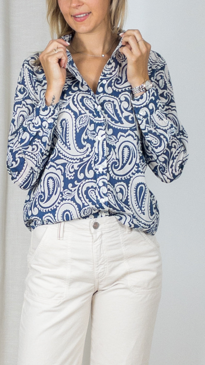 CHEMISE EN COTON IMPRIME CACHEMIRE CORAZ HARTFORD NAVY