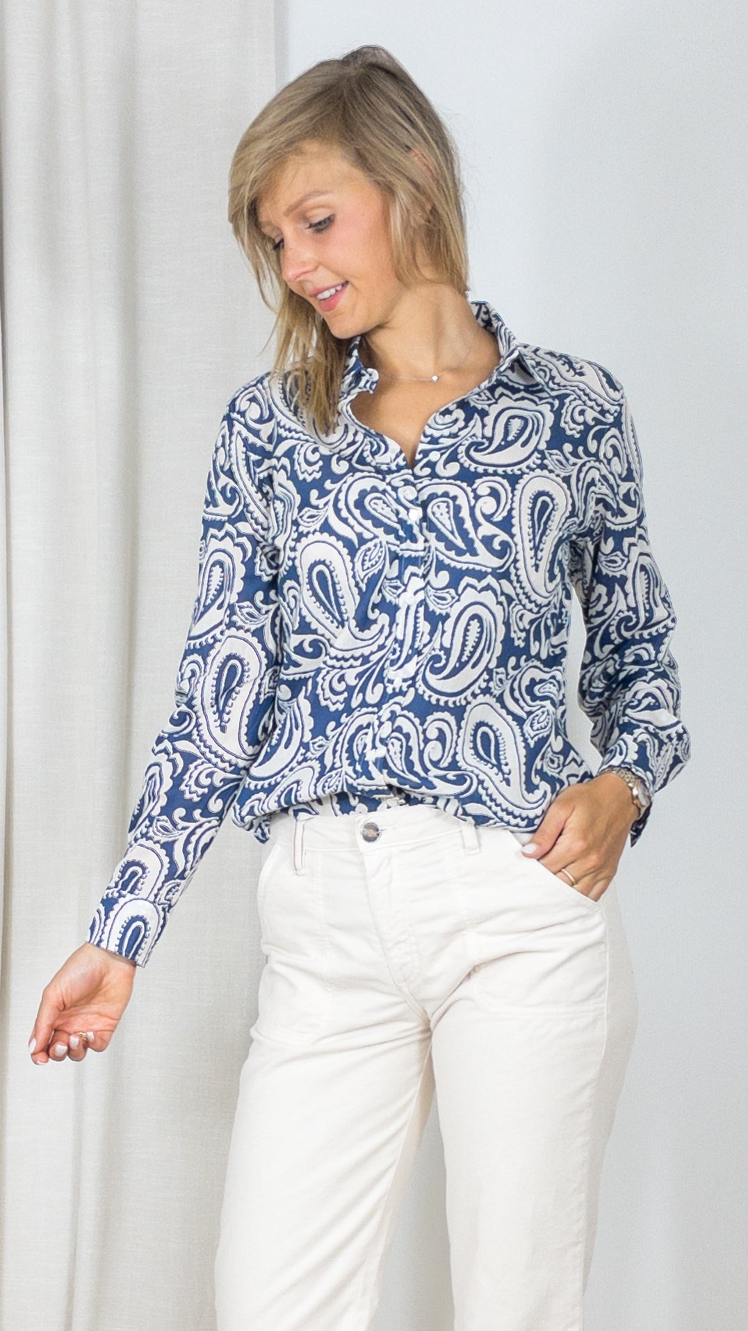 CHEMISE EN COTON IMPRIME CACHEMIRE CORAZ HARTFORD NAVY