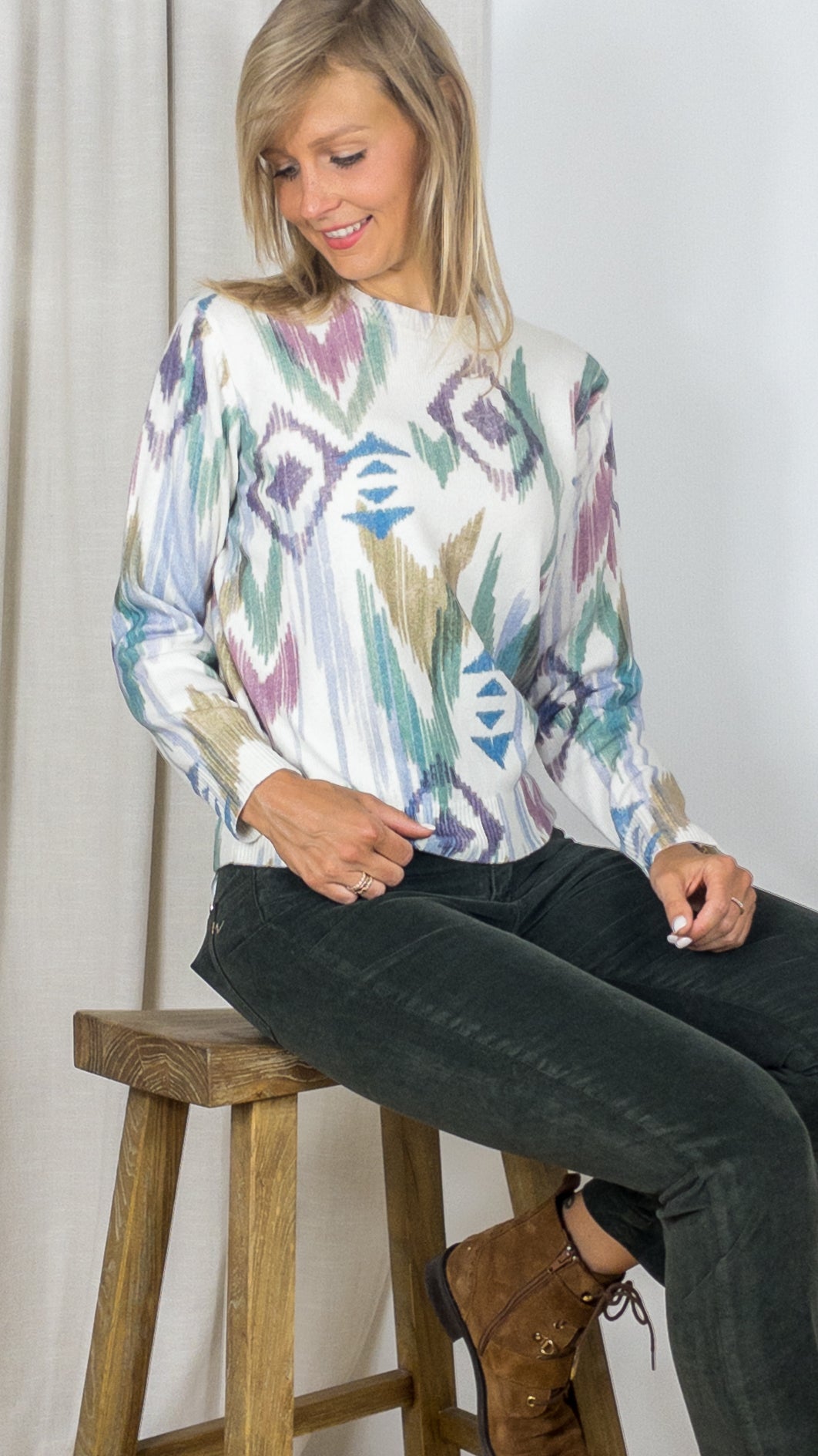 PULL EN LAINE RAS DE COU IMPRIME HARTFORD MAYLEE