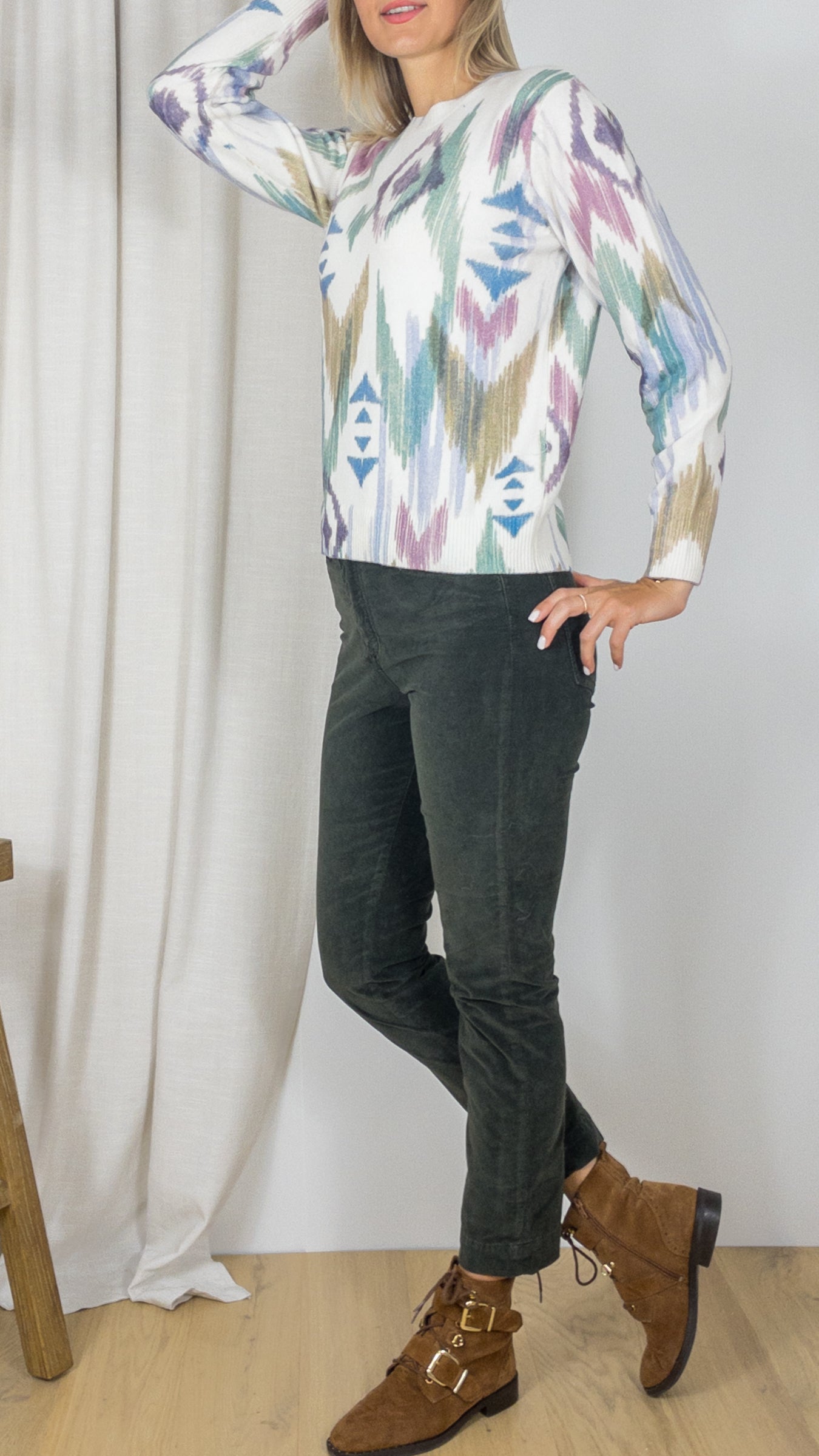 PULL EN LAINE RAS DE COU IMPRIME HARTFORD MAYLEE