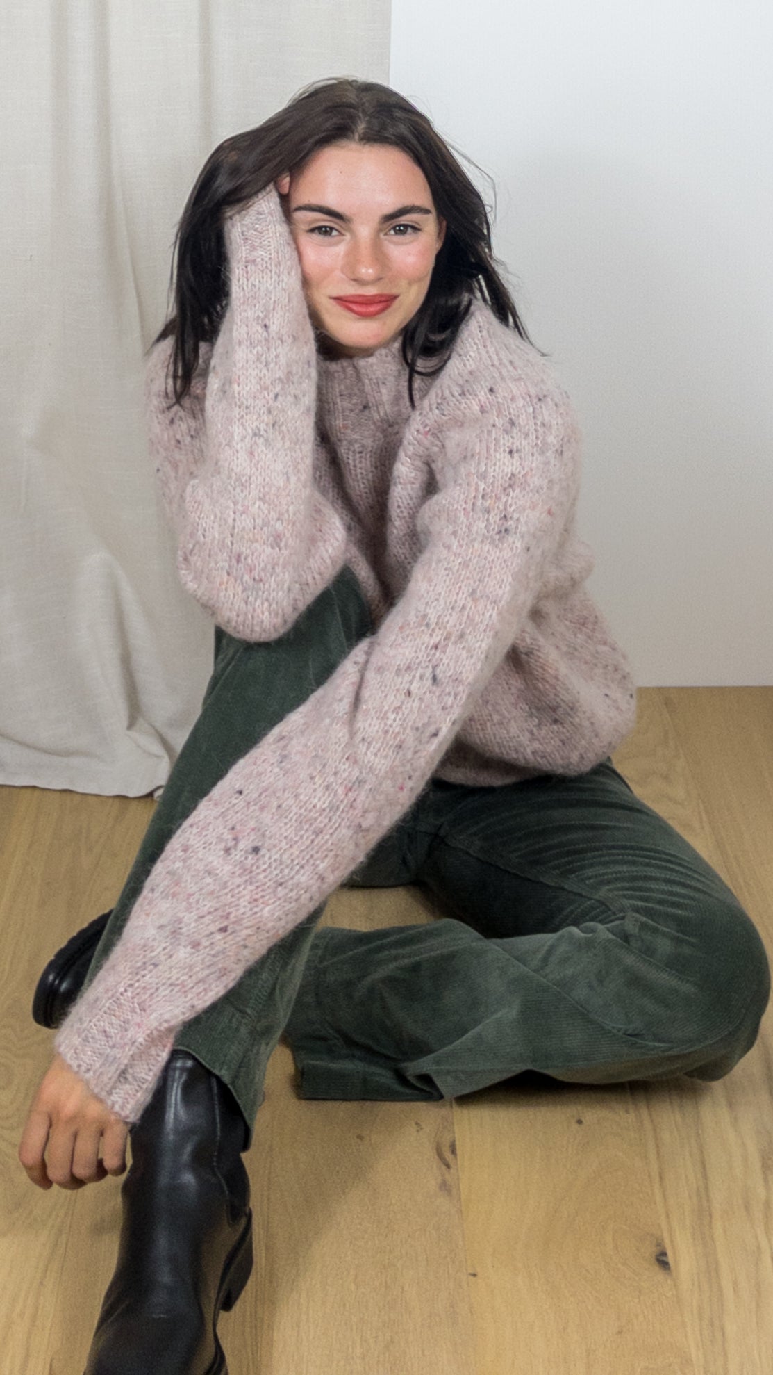 PULL COL MONTANT MOHAIR ET ALPAGA HARTFORD MYASA POUDRE NATUREL