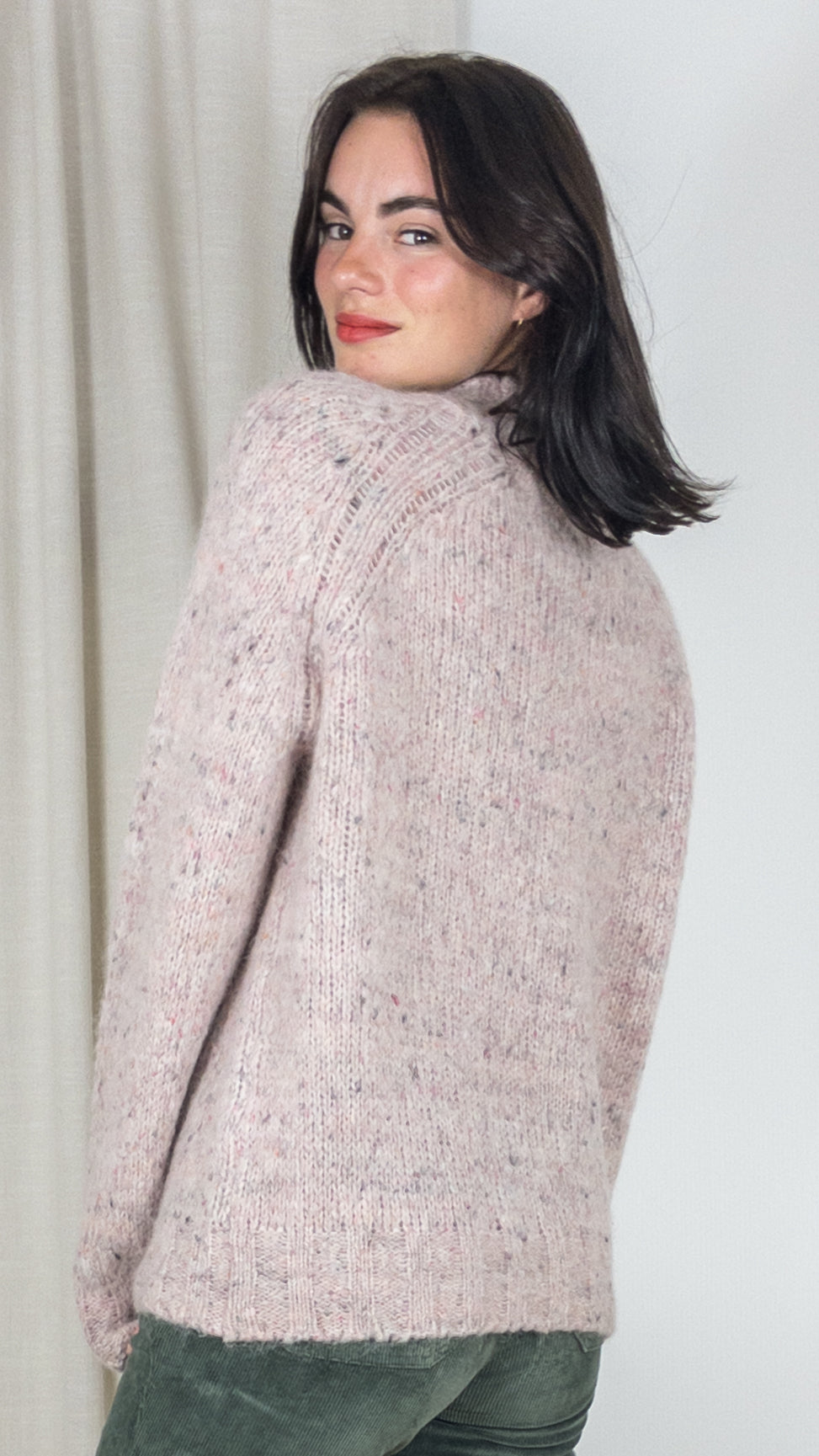 PULL COL MONTANT MOHAIR ET ALPAGA HARTFORD MYASA POUDRE NATUREL