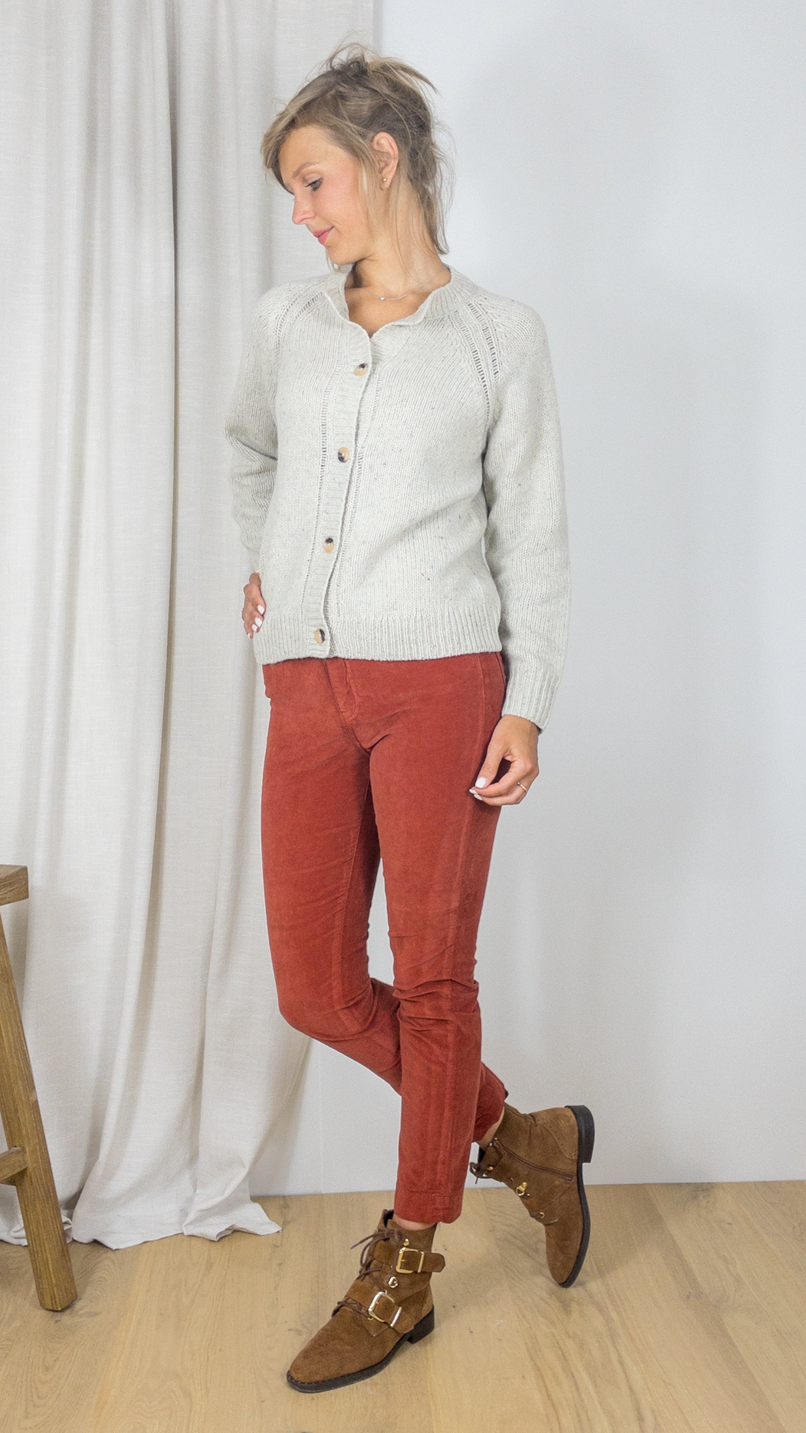 CARDIGAN EN MAILLE CHINEE MESMER HARTFORD ECRU