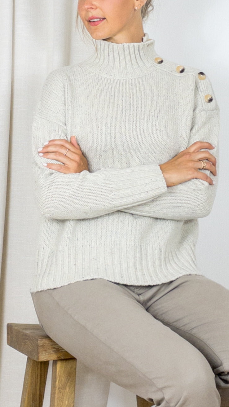 PULL COL CHEMINEE MAILLE CHINEE HARTFORD MYLLART ECRU
