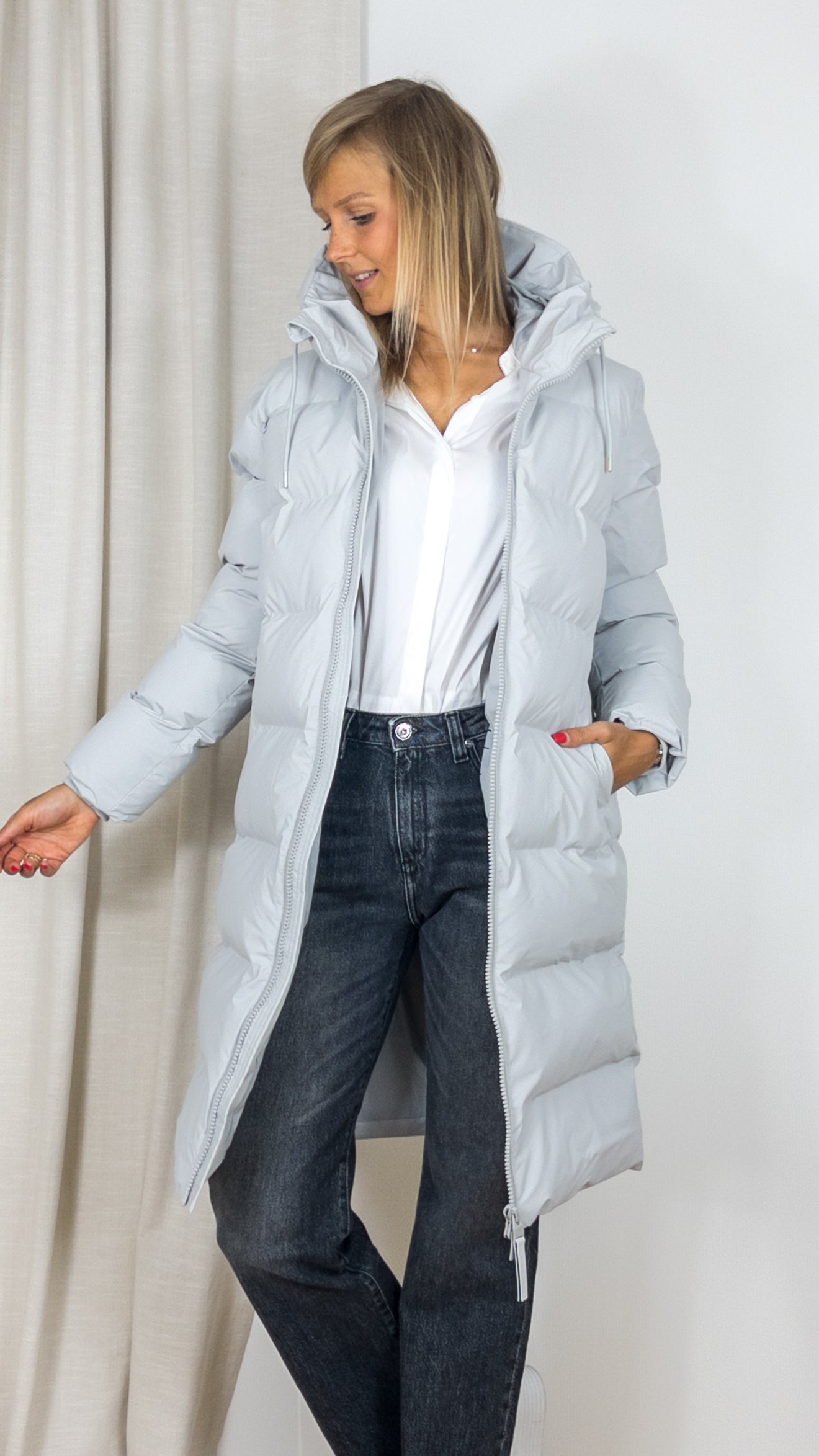 PARKA 15130 ALTA LONG PUFFER JACKET ASH RAINS
