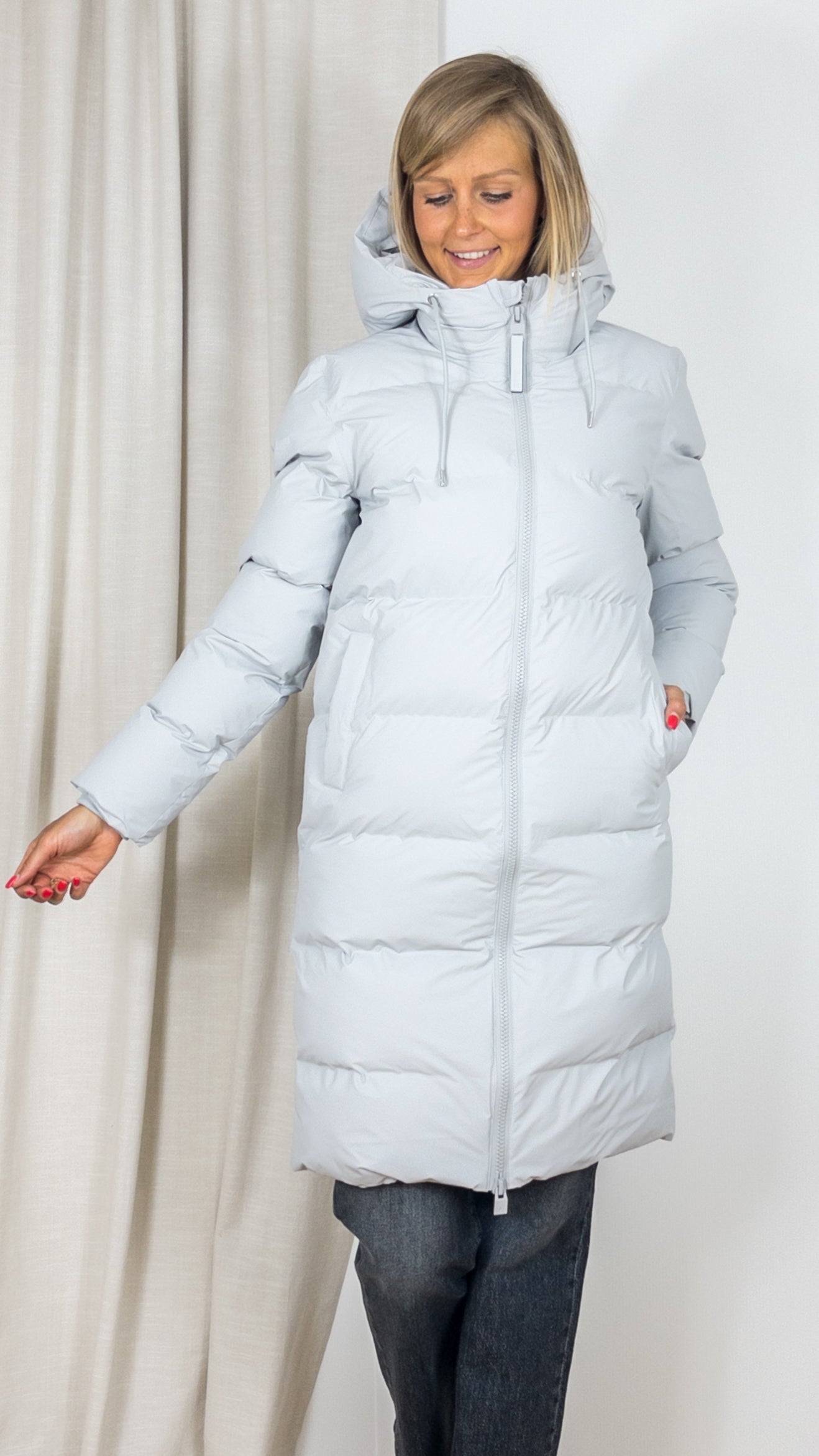 PARKA 15130 ALTA LONG PUFFER JACKET ASH RAINS